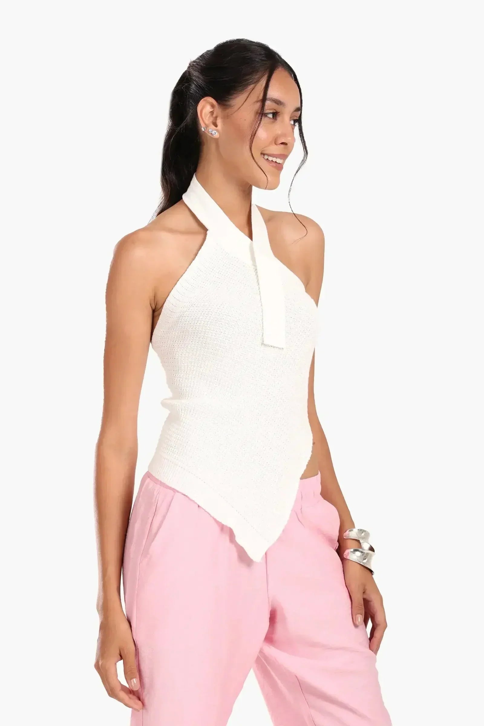 Carina - Asymmetrical Knitted Halter Top 10