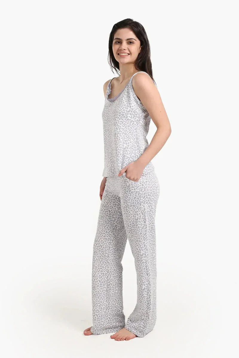 Carina - Leopard Print Lace Pyjama Set 2