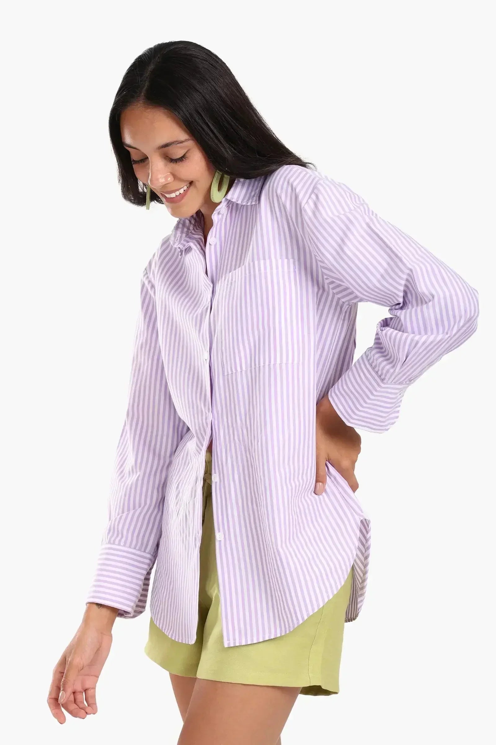 Carina - Purple Striped Button-Down Shirt 6