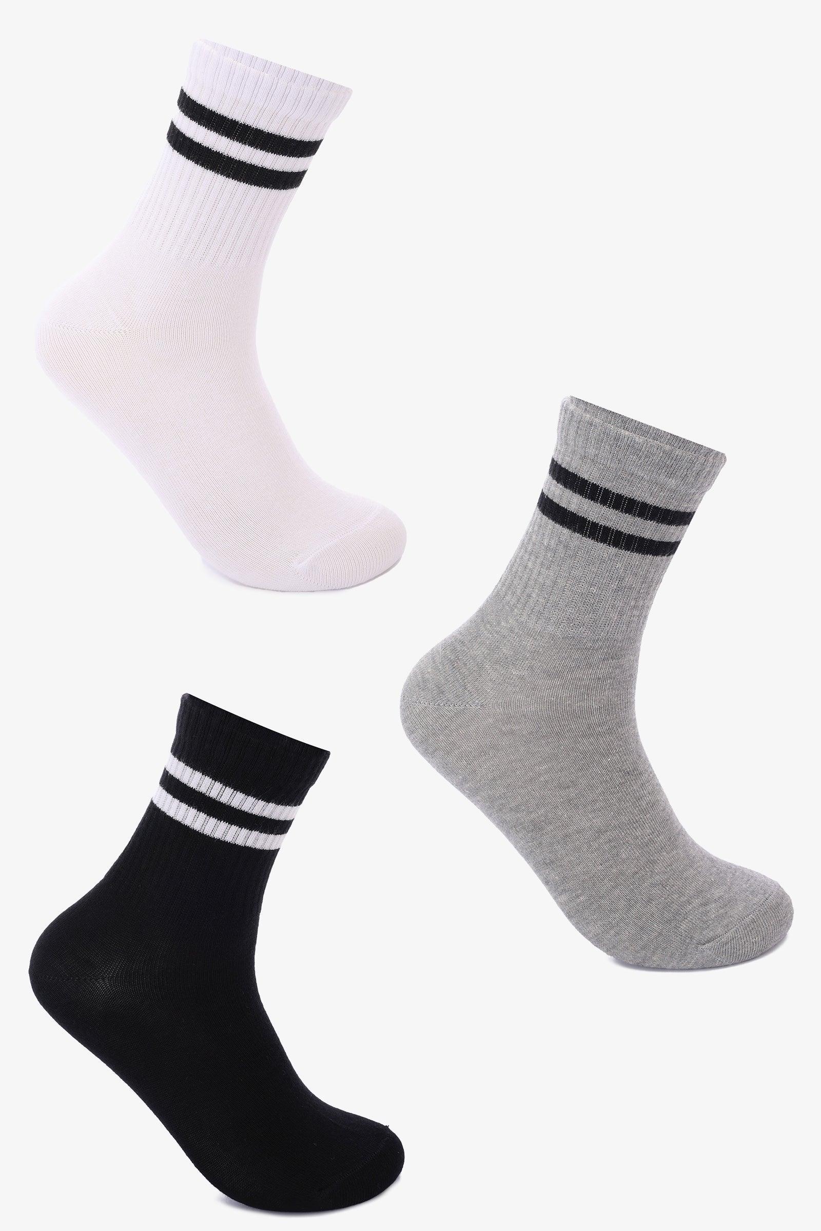 Clue - Contrast Striped Socks - 3 Pairs 1