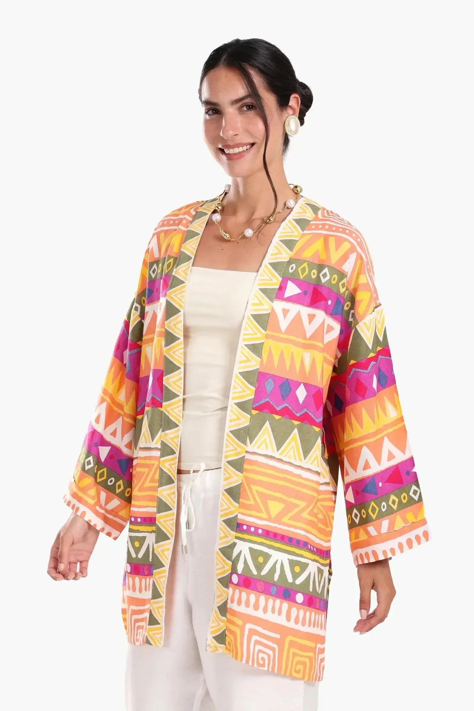 Carina - Printed Kimono with Waist Belt 1