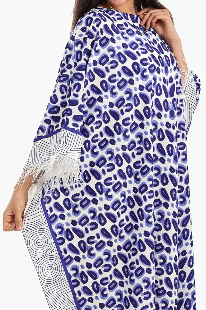 Carina - Feather Trimmed Printed Abaya 4