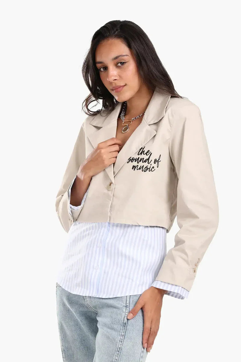 Carina - Jacket with Exposed Striped Cuffs 2