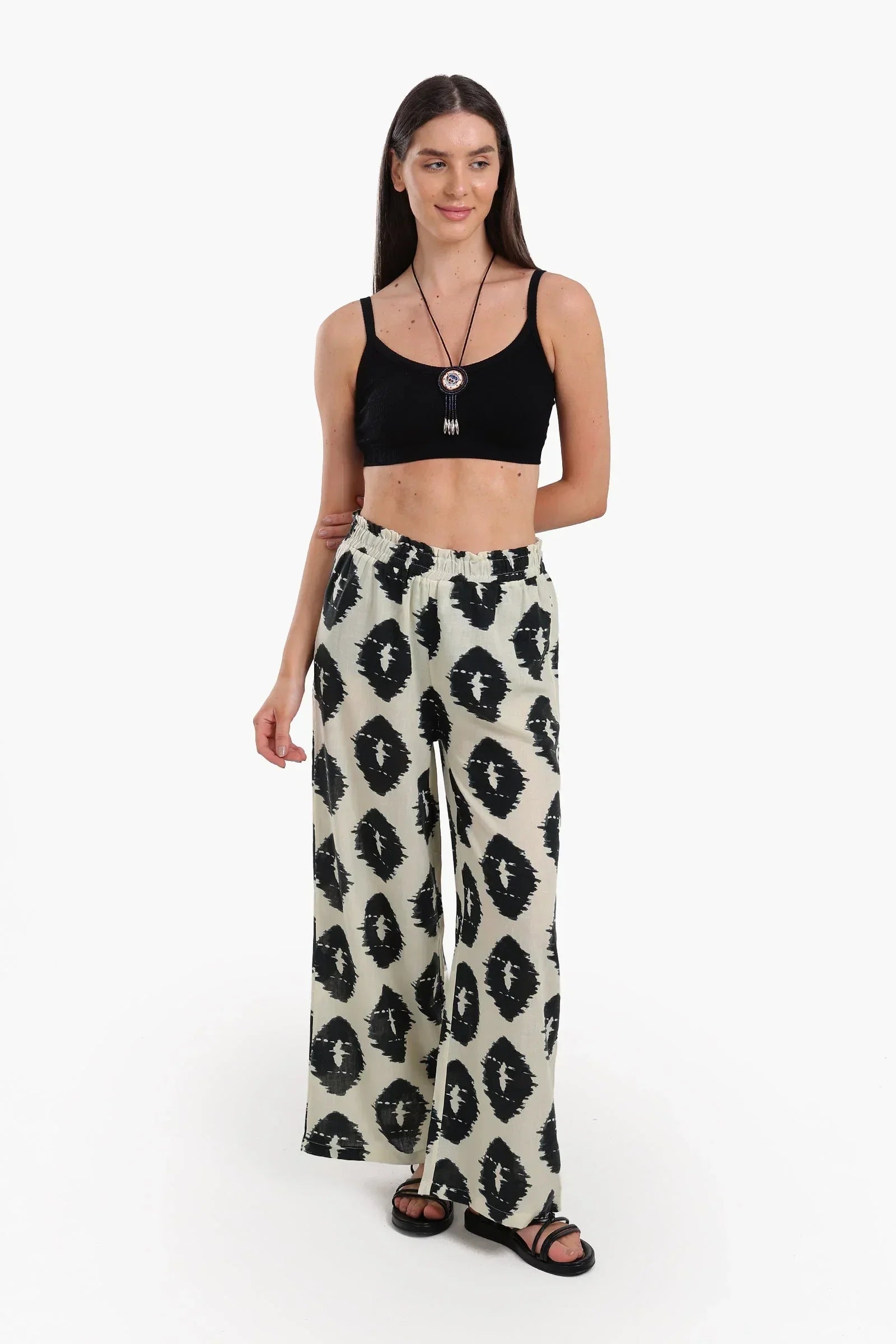 Clue - Chic Black & White Printed Pants 5