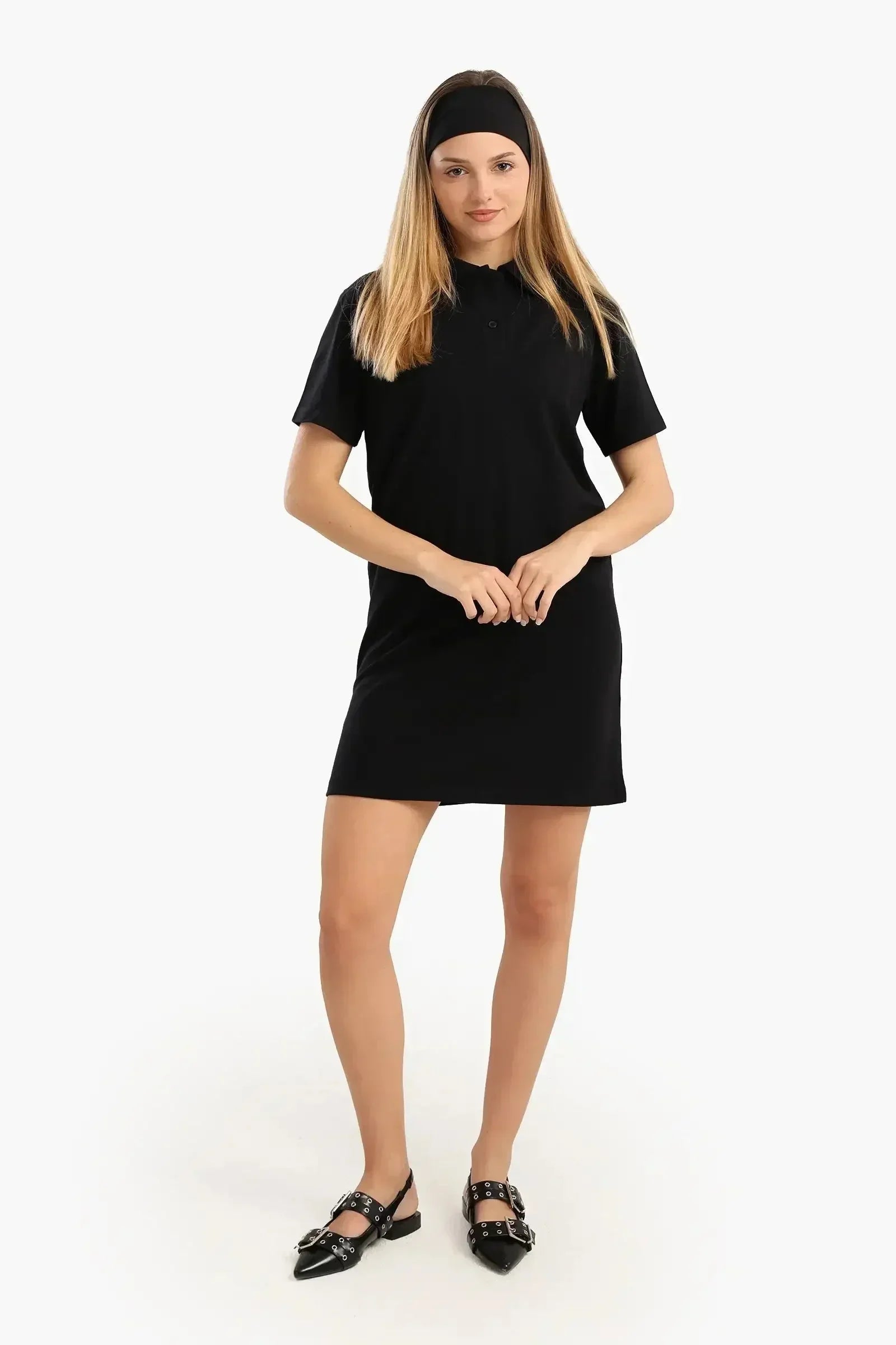 Carina - Cotton Collared Short Dress 1