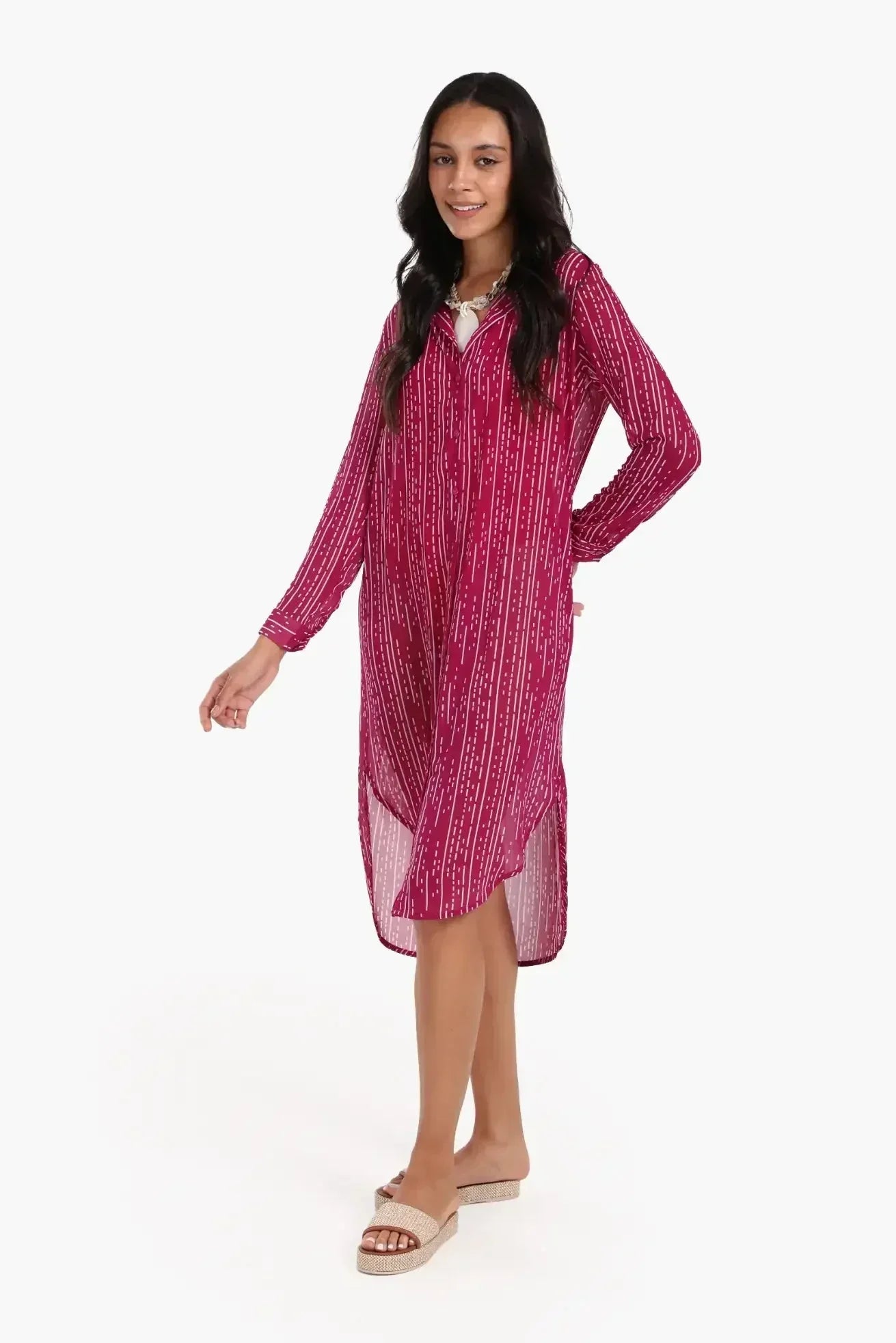 Carina - Chiffon Long Sleeves Shirt Dress 6