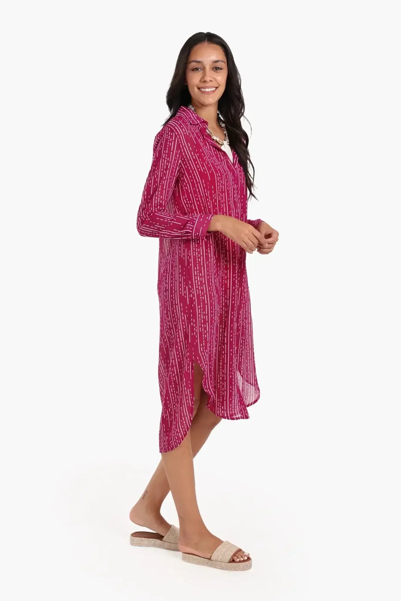 Carina - Chiffon Long Sleeves Shirt Dress 9