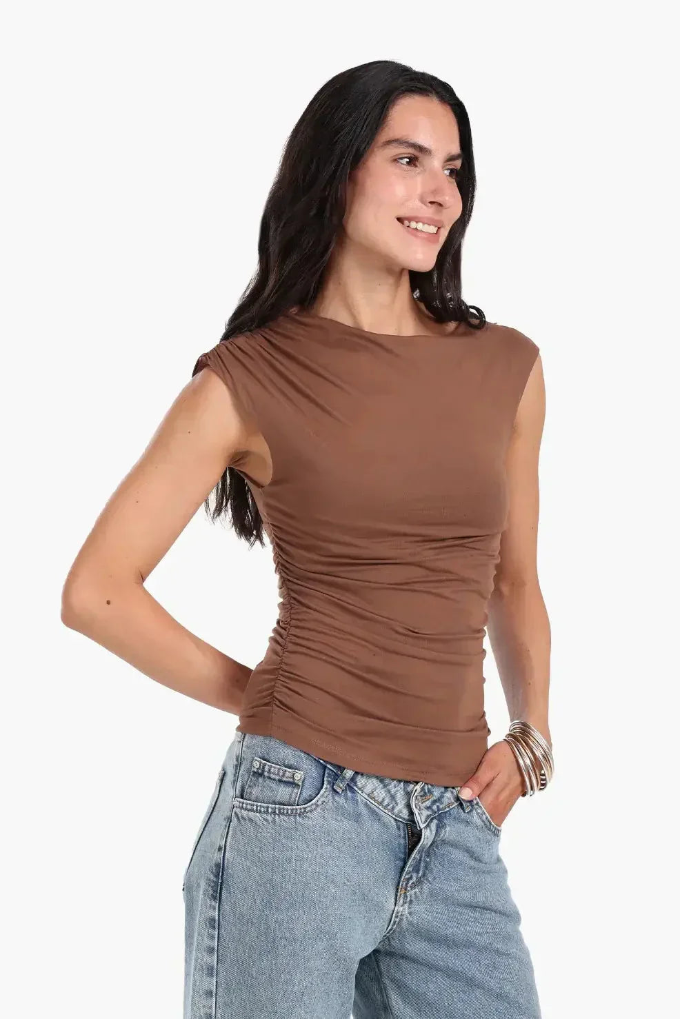 Carina - Ruched Side Sleeveless Top 2