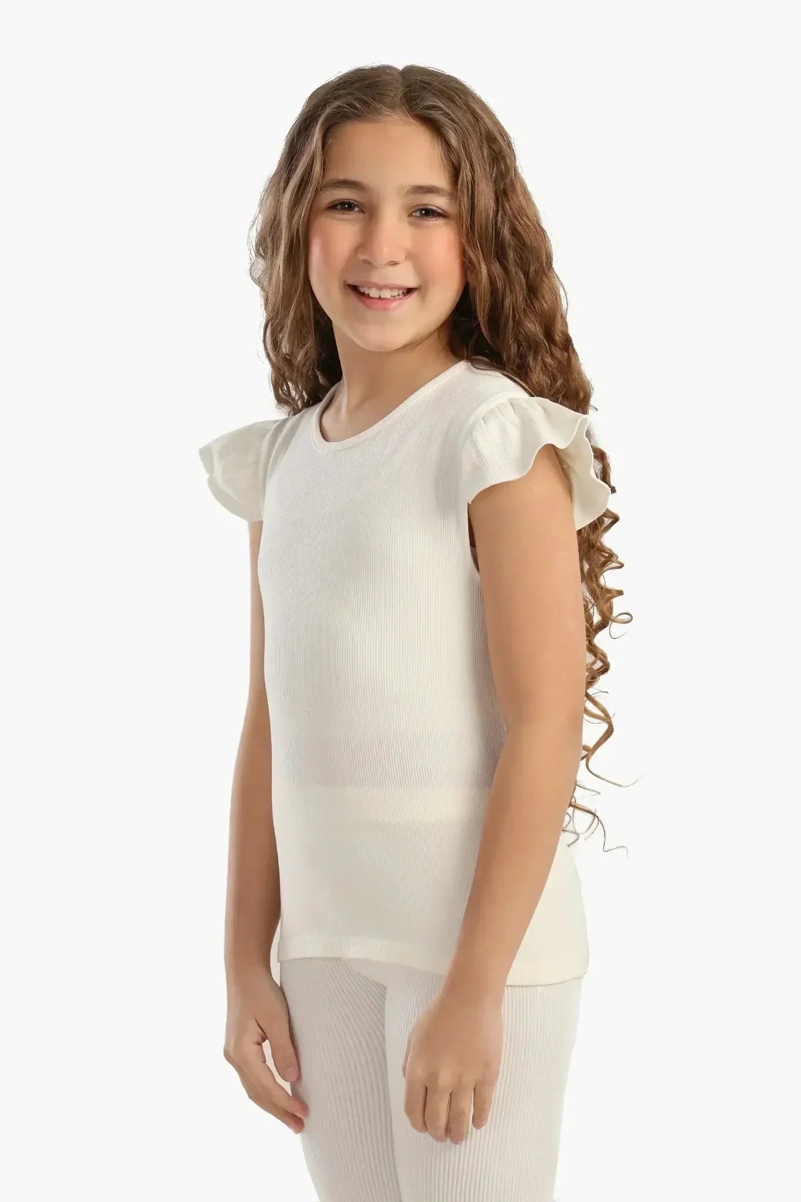 Carina - Girly Ribbed Ruffle Top 8