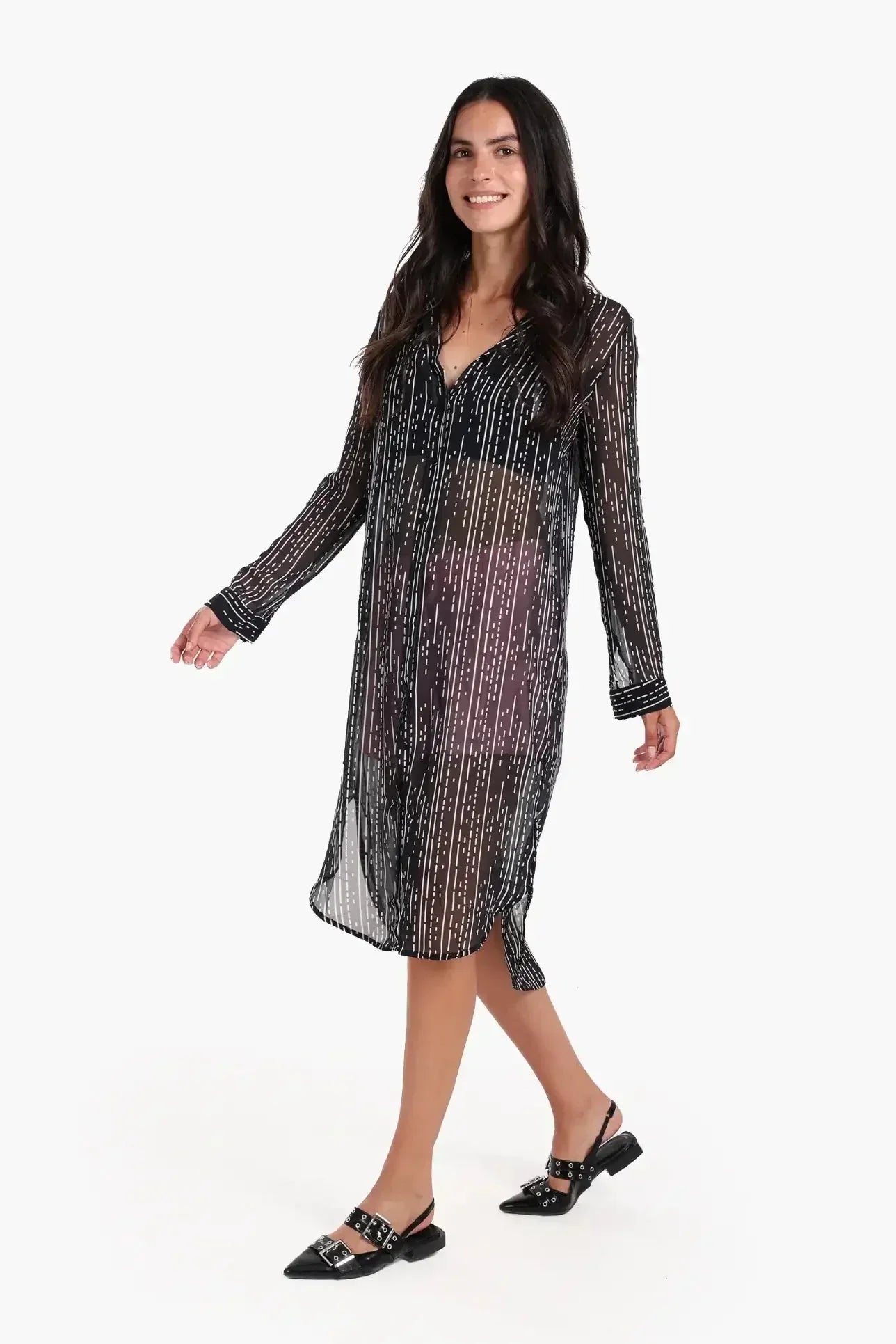 Carina - Chiffon Long Sleeves Shirt Dress 8