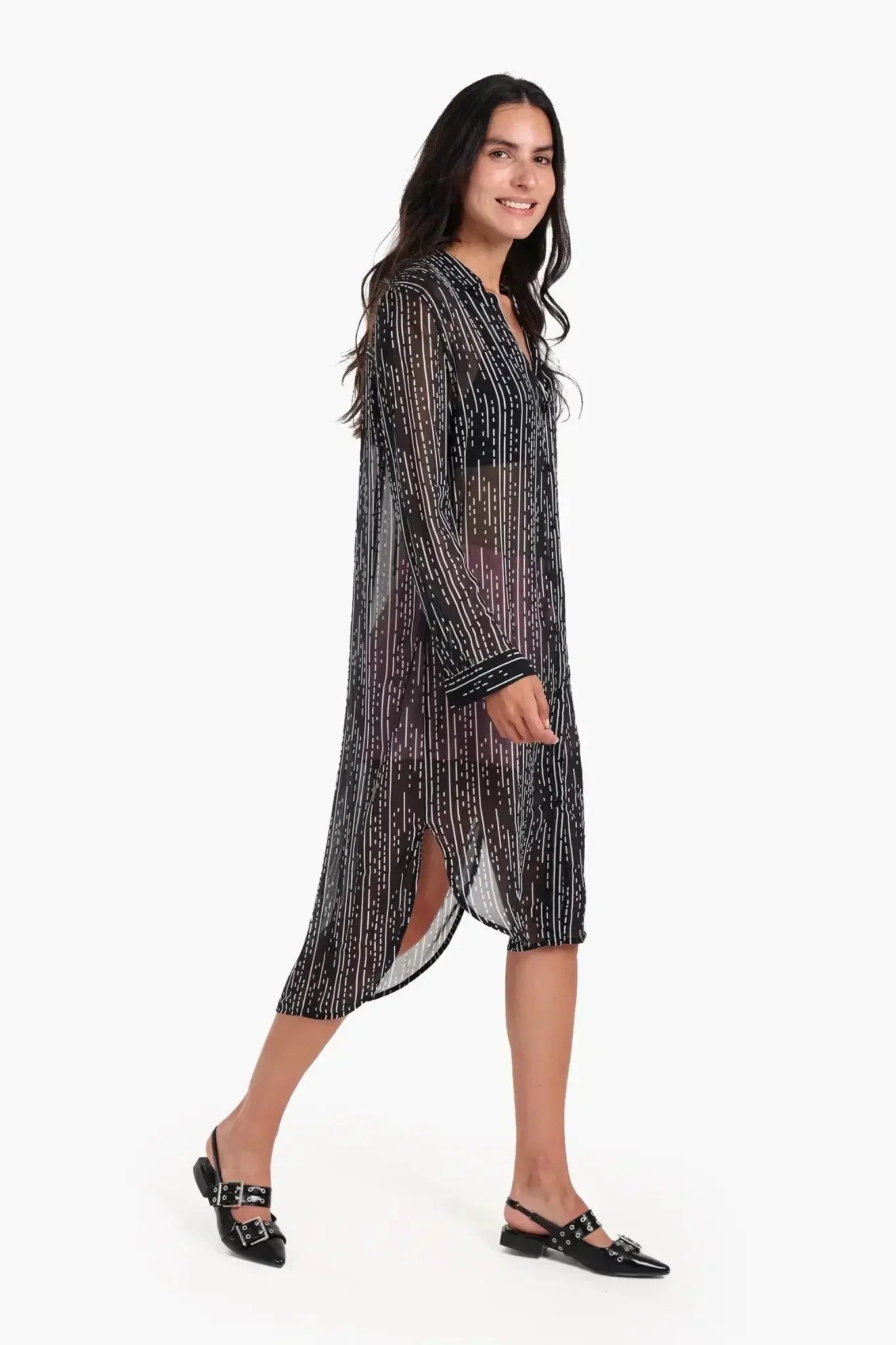 Carina - Chiffon Long Sleeves Shirt Dress 2