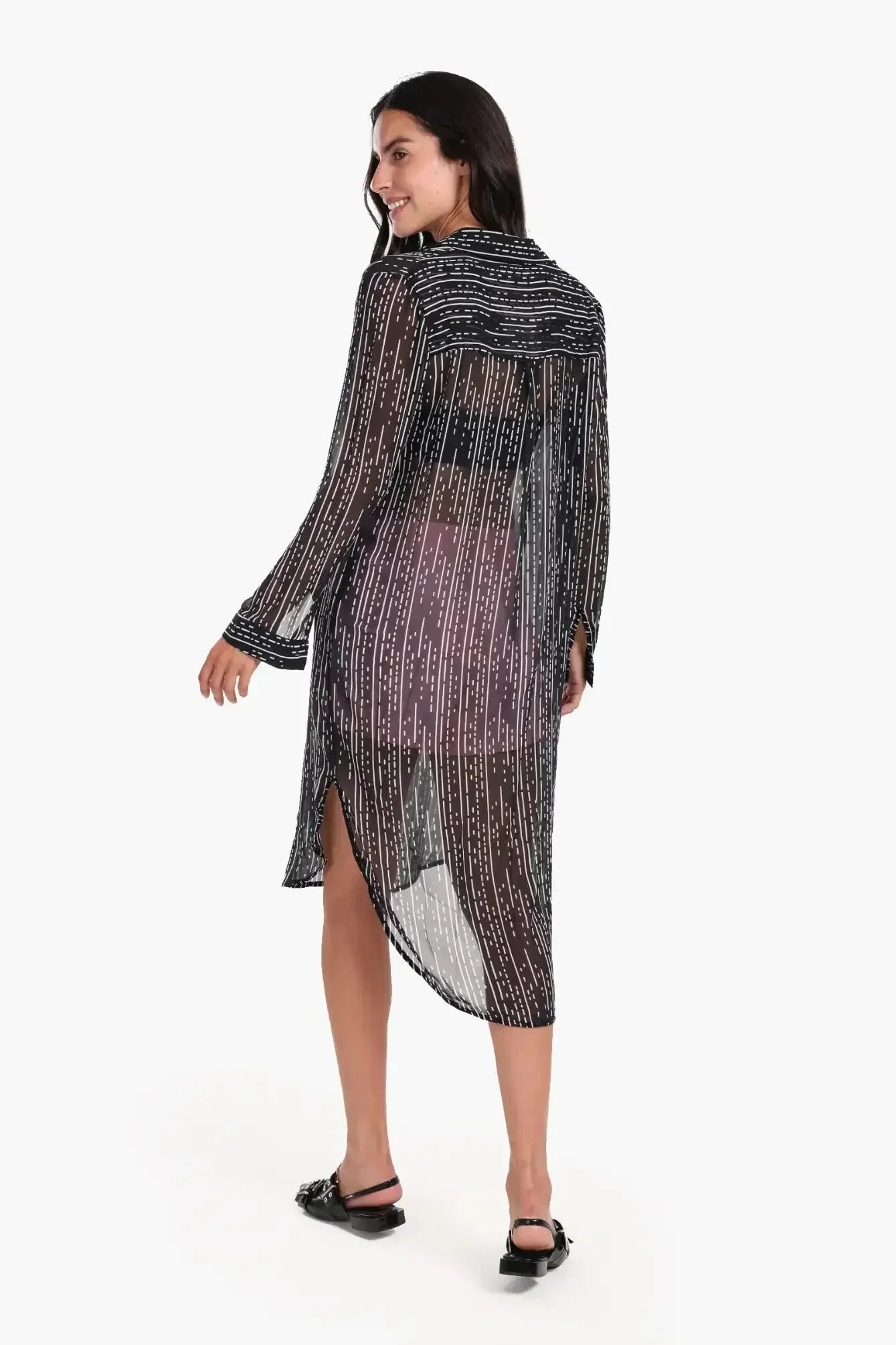 Carina - Chiffon Long Sleeves Shirt Dress 3