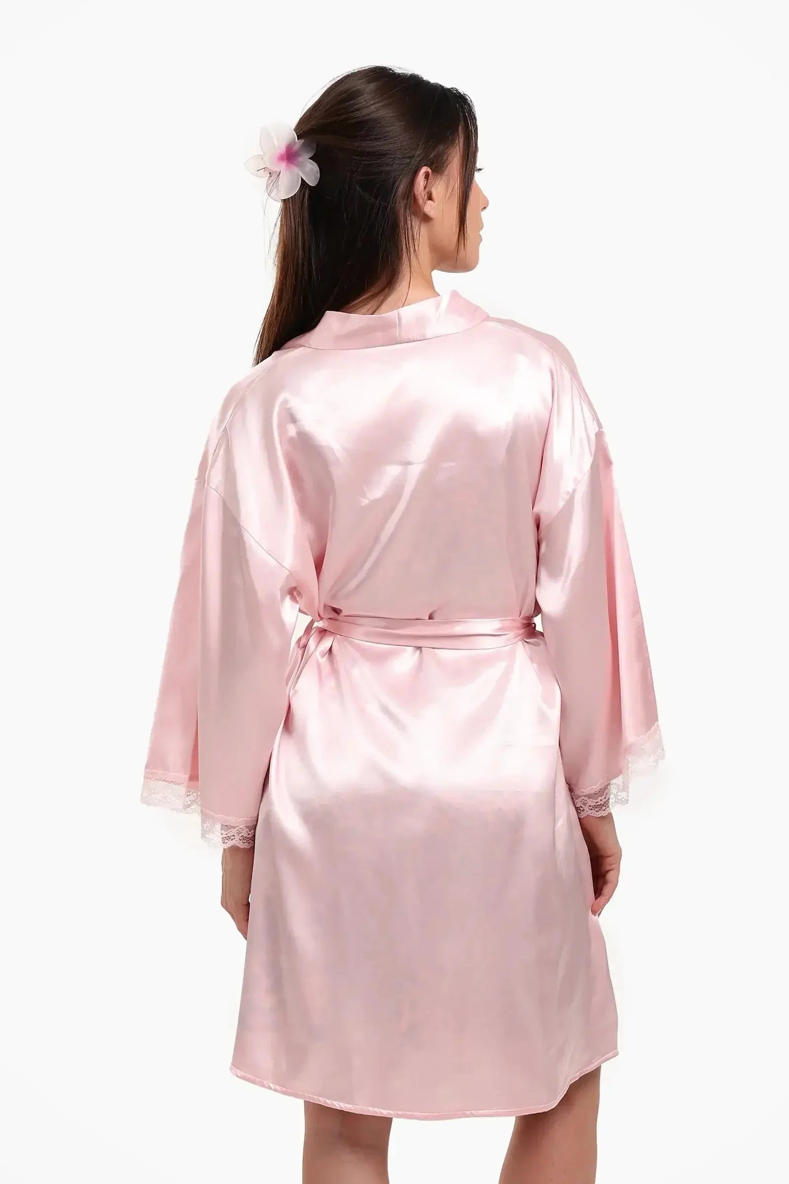 Carina - Satin Robe with Lace Details 2