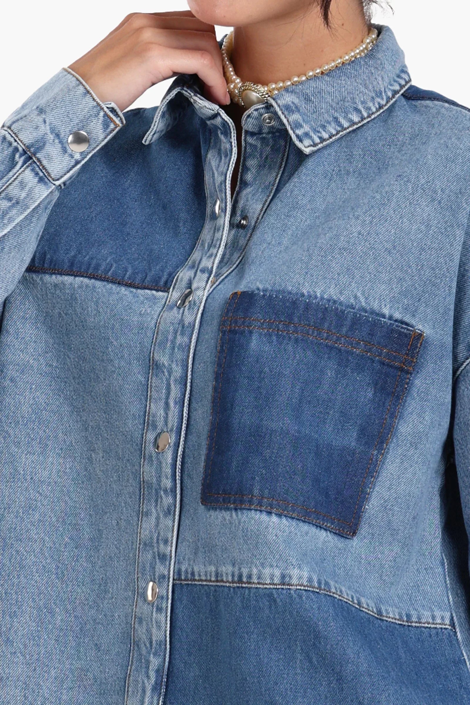 Clue - Color Block Denim Jacket 1