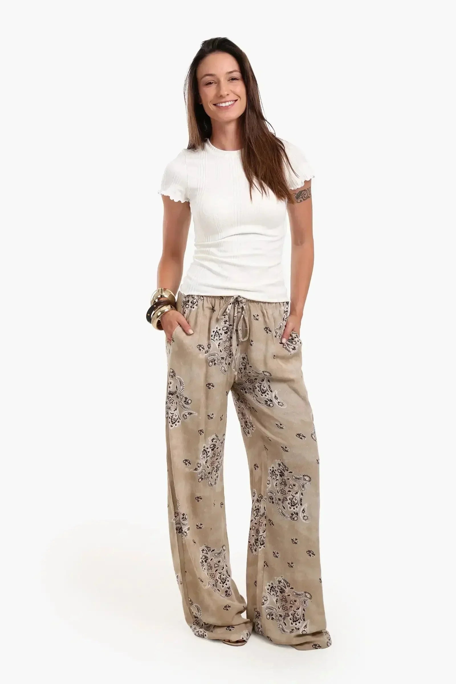 Carina - Printed Wide Leg Pants 10