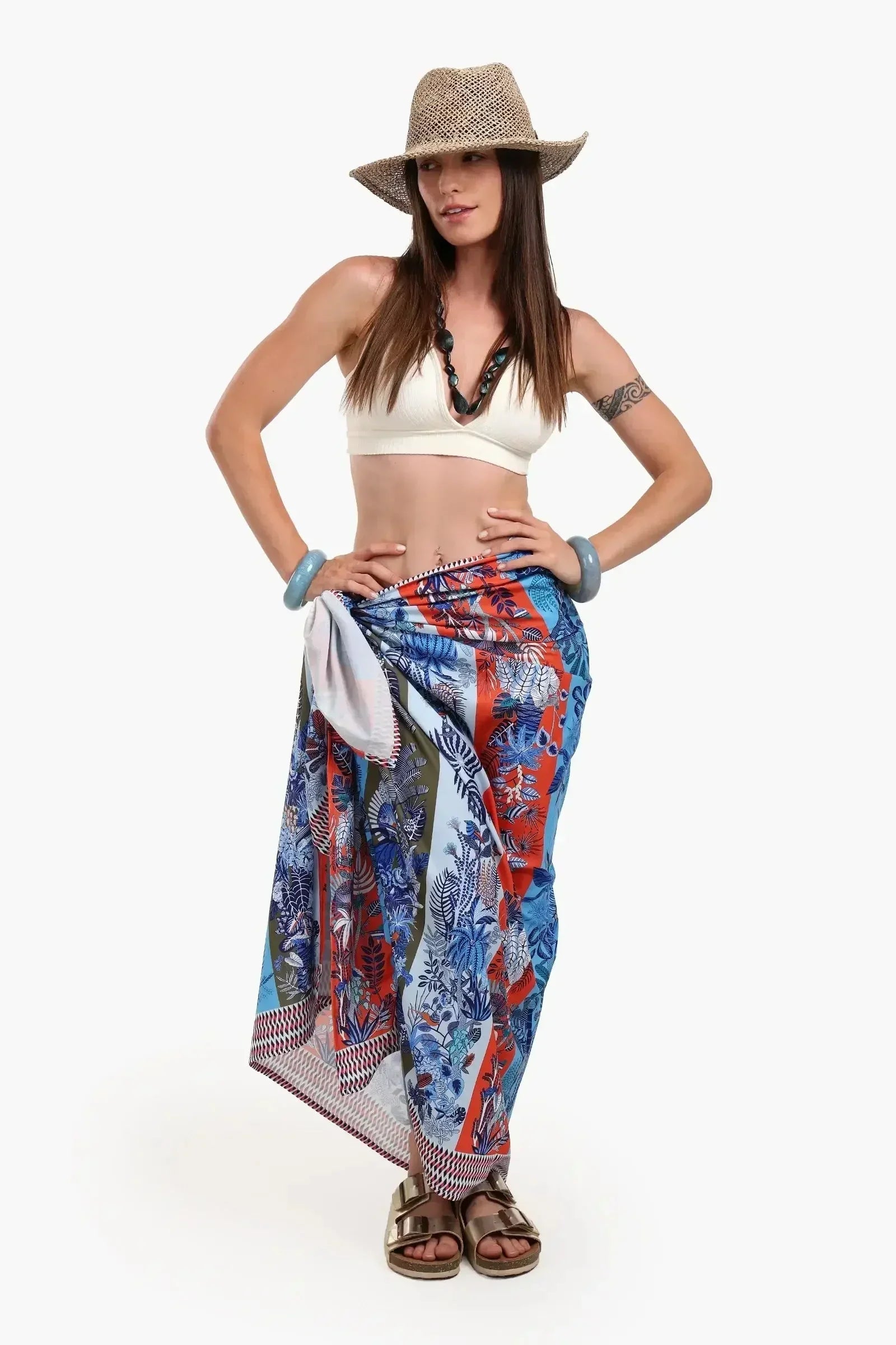 Carina - Tropical Print Beach Sarong Wrap 1