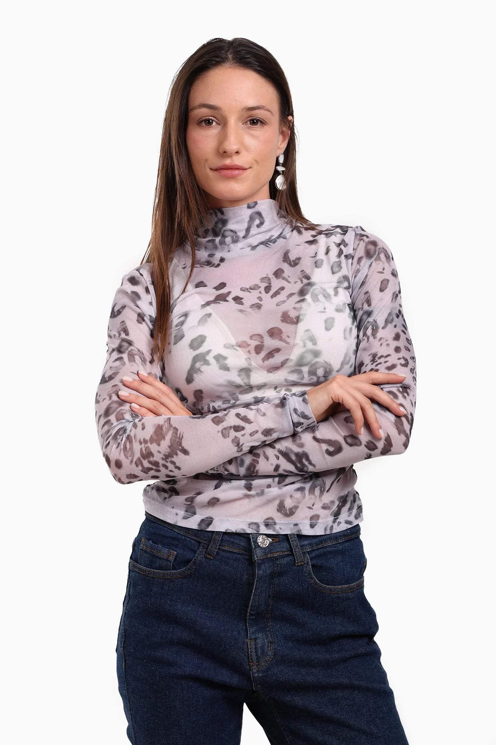 Carina - Leopard Print Mesh Top 2