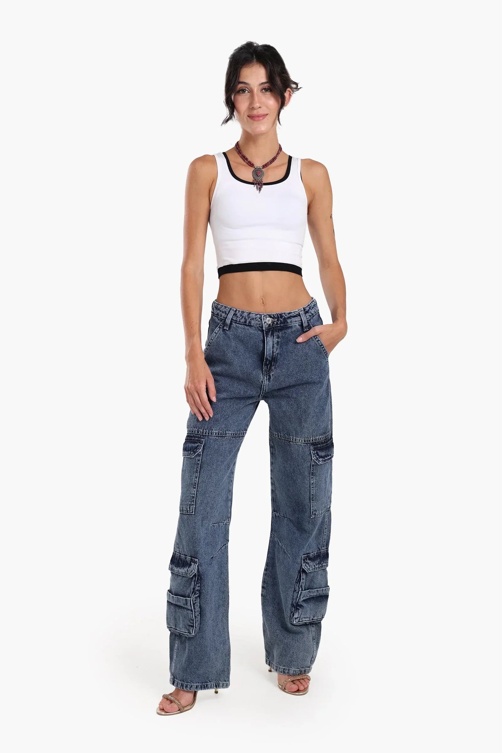 Clue - Denim Cargo Pants 8