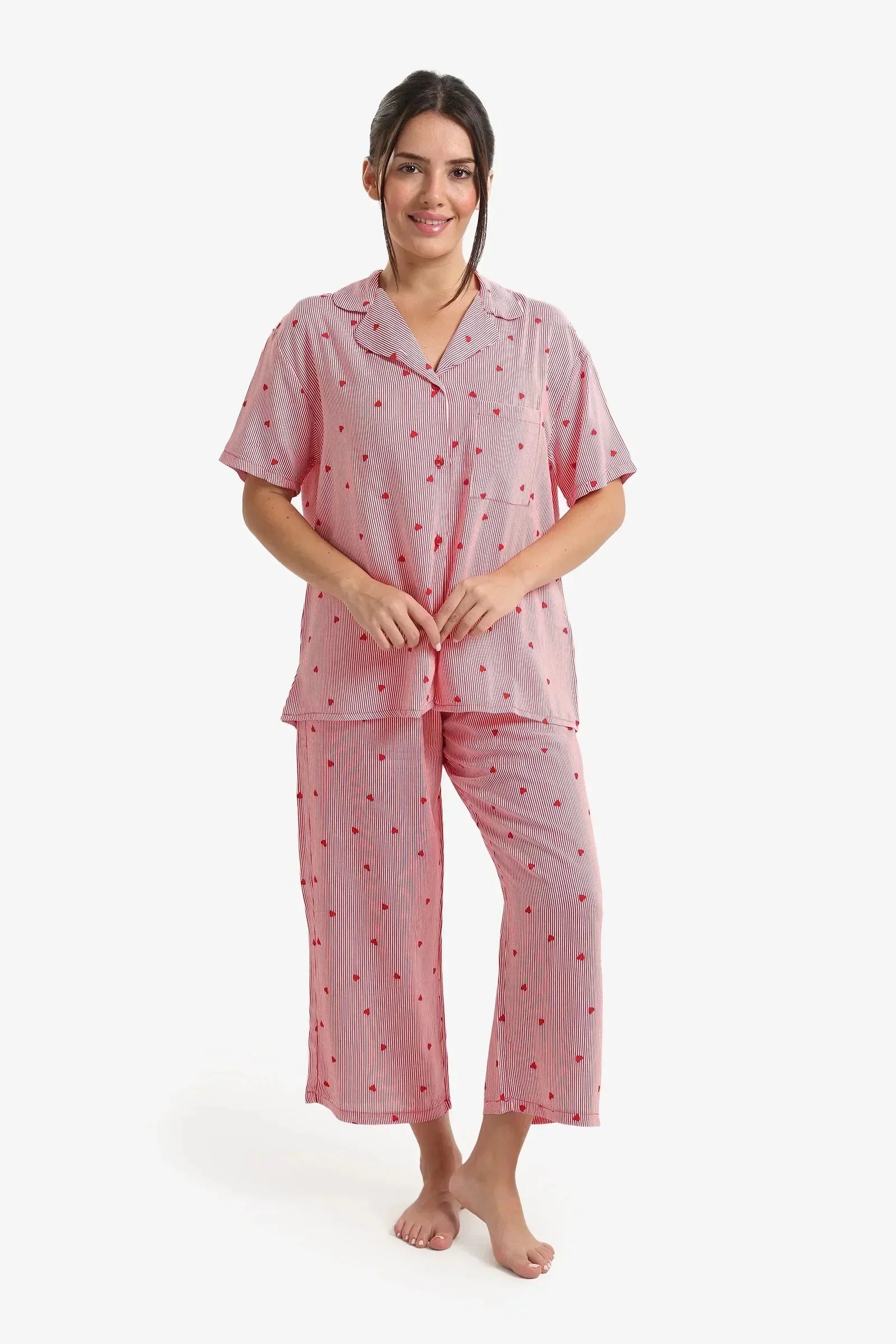 Carina - Striped Midi Pyjama Set 1