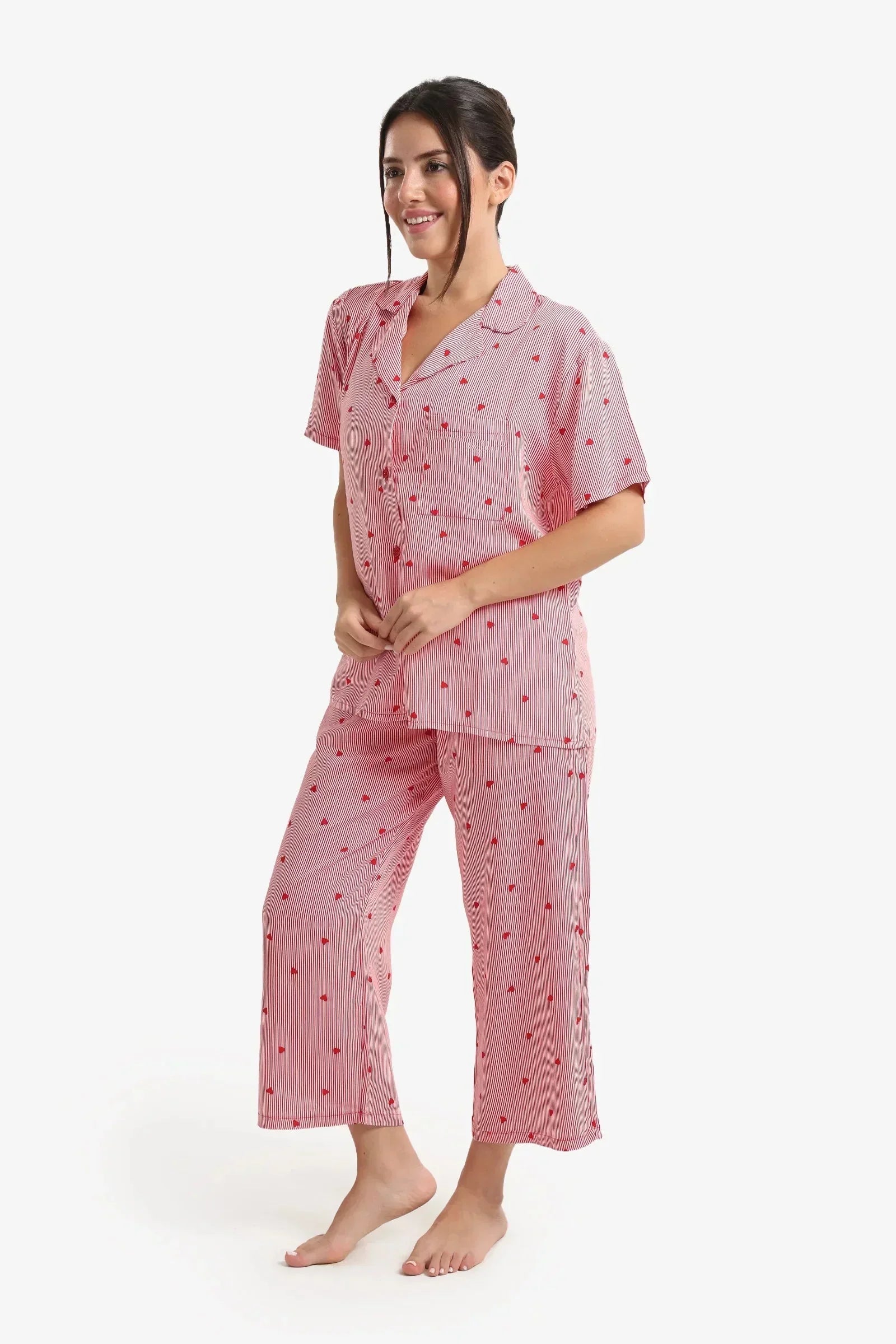 Carina - Striped Midi Pyjama Set 2