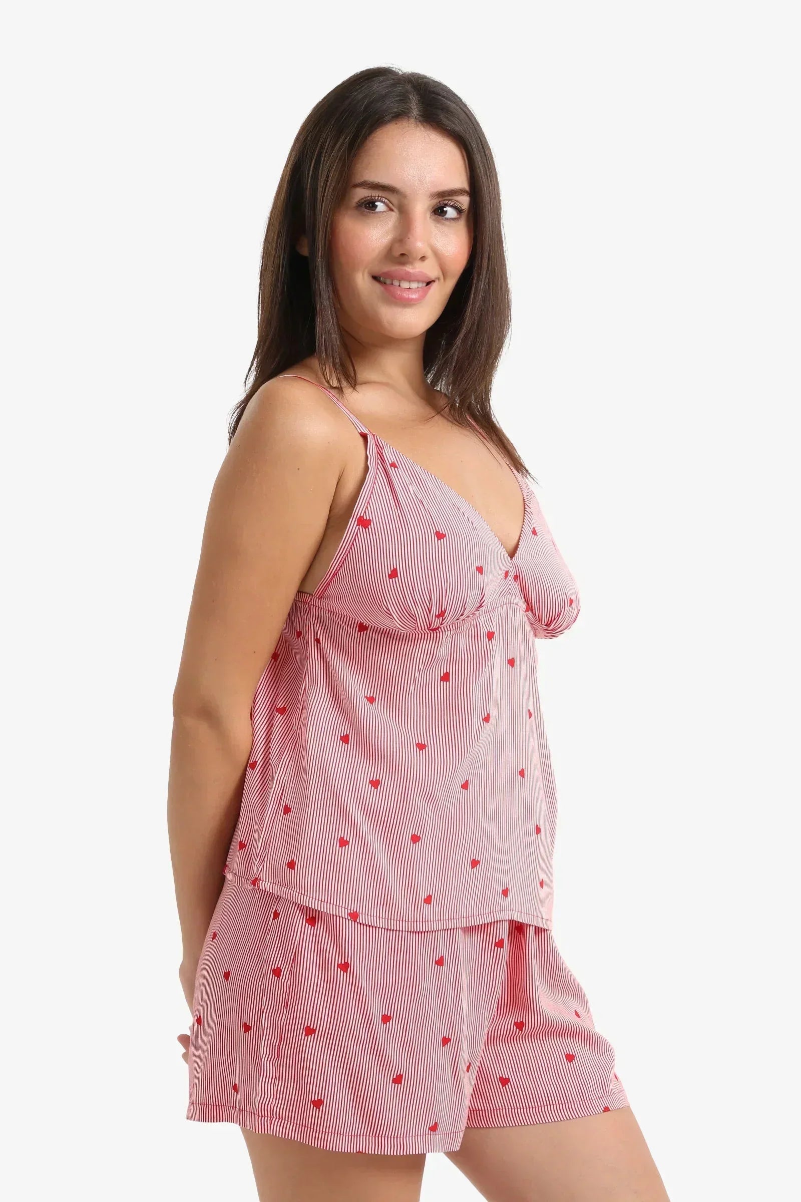 Carina - Striped Spaghetti Sleeves Pyjama Set 4