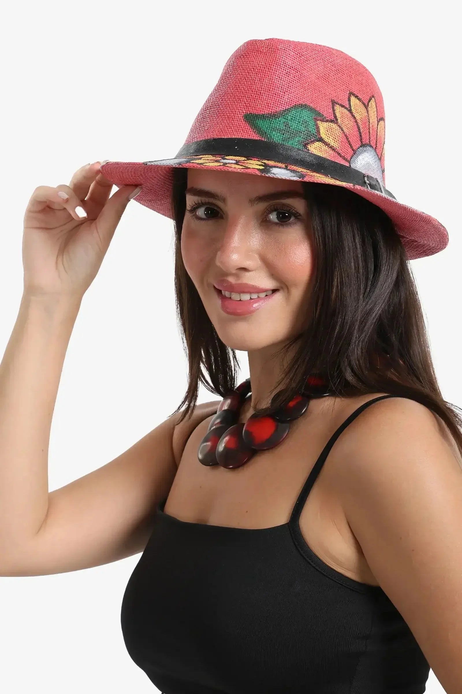 Carina - Sunflower Pink Beach Hat 1