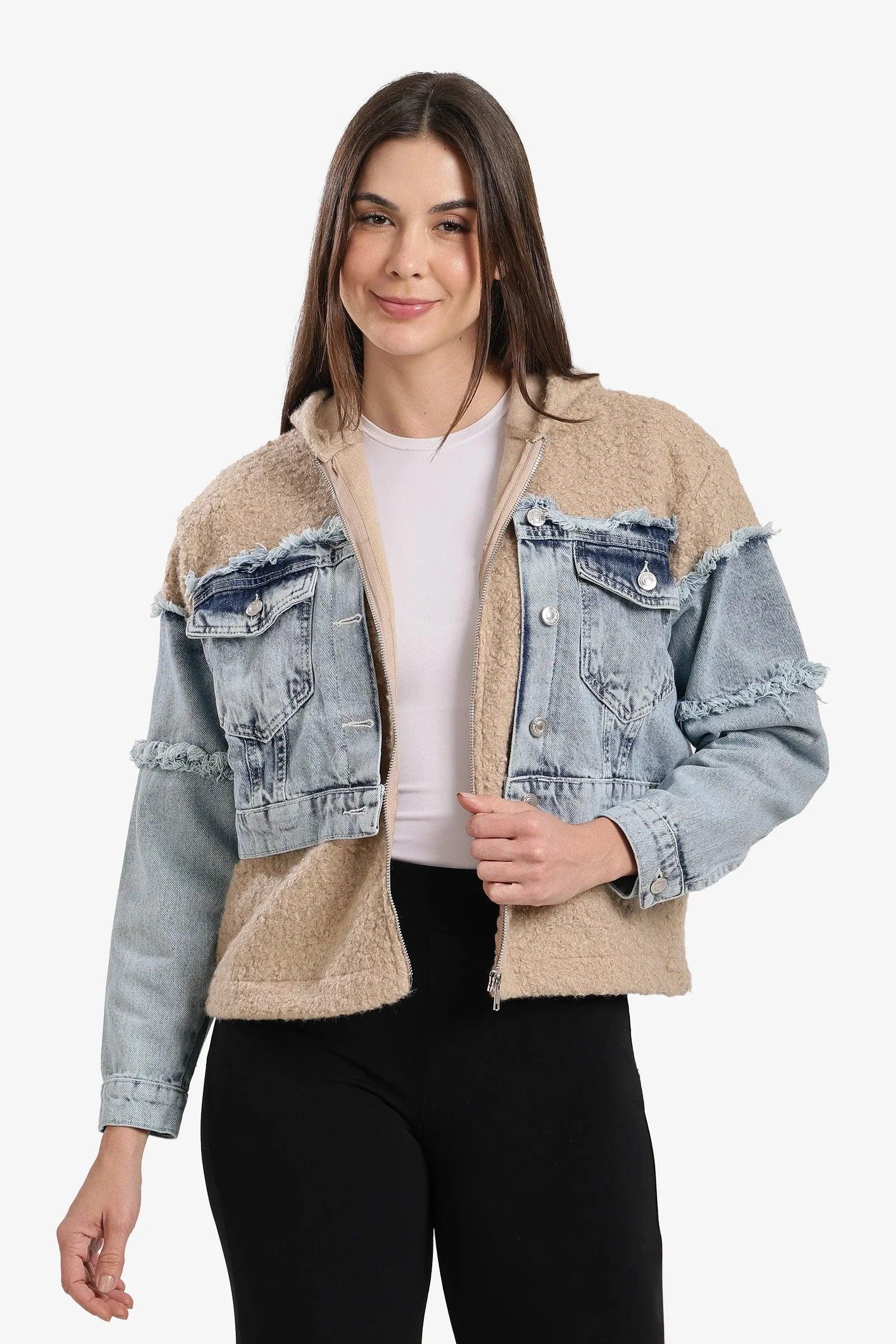 Clue - Denim-Panel Wool Jacket 5