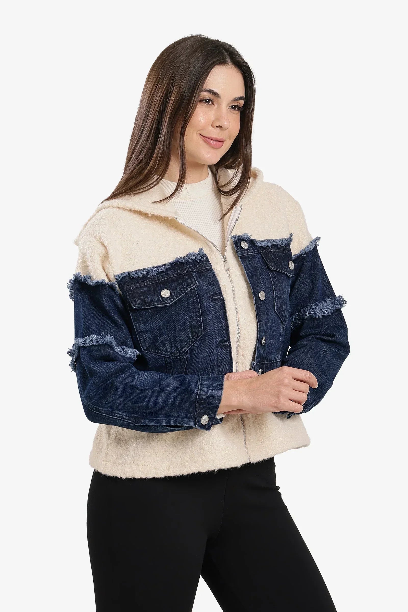 Clue - Denim-Panel Wool Jacket 2