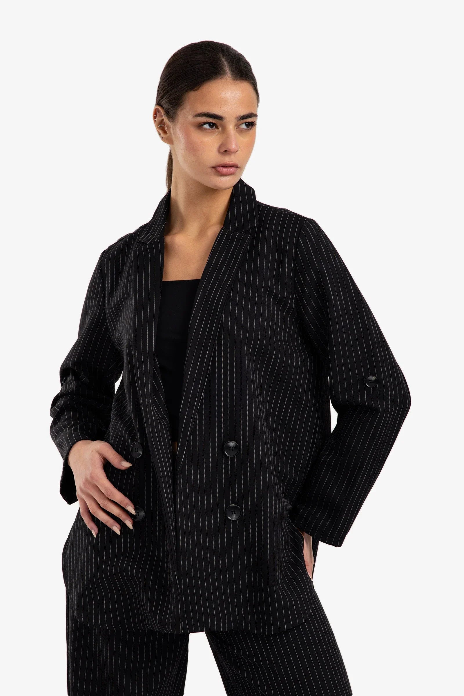 Clue - Notch Collar Striped Blazer 2