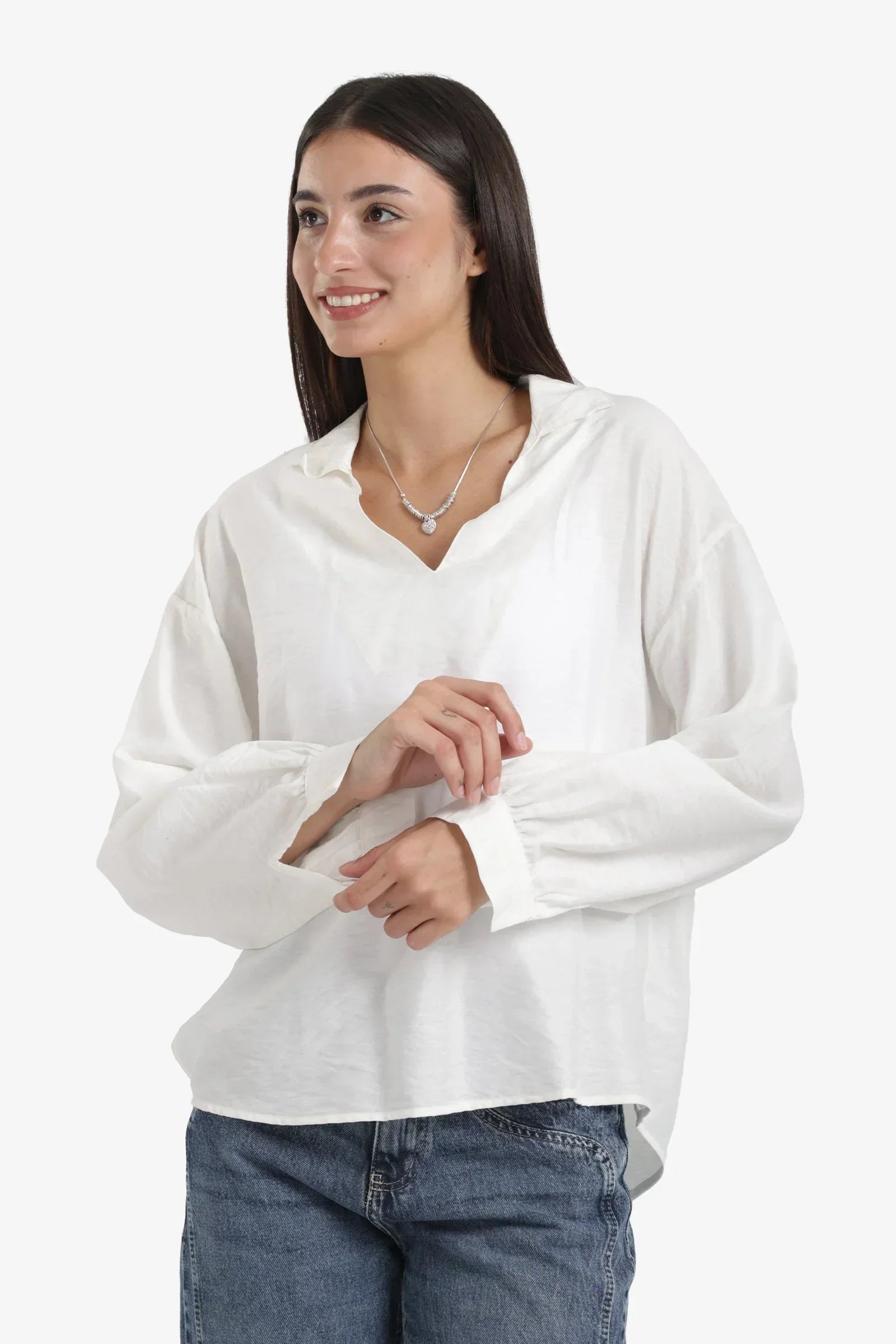 Clue - V-Neck Tencel Blouse 1
