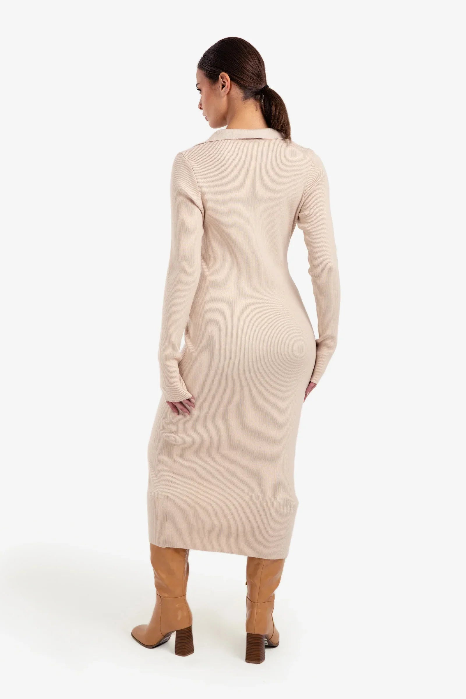 V-Neck Ribbed Dress - Clue 11