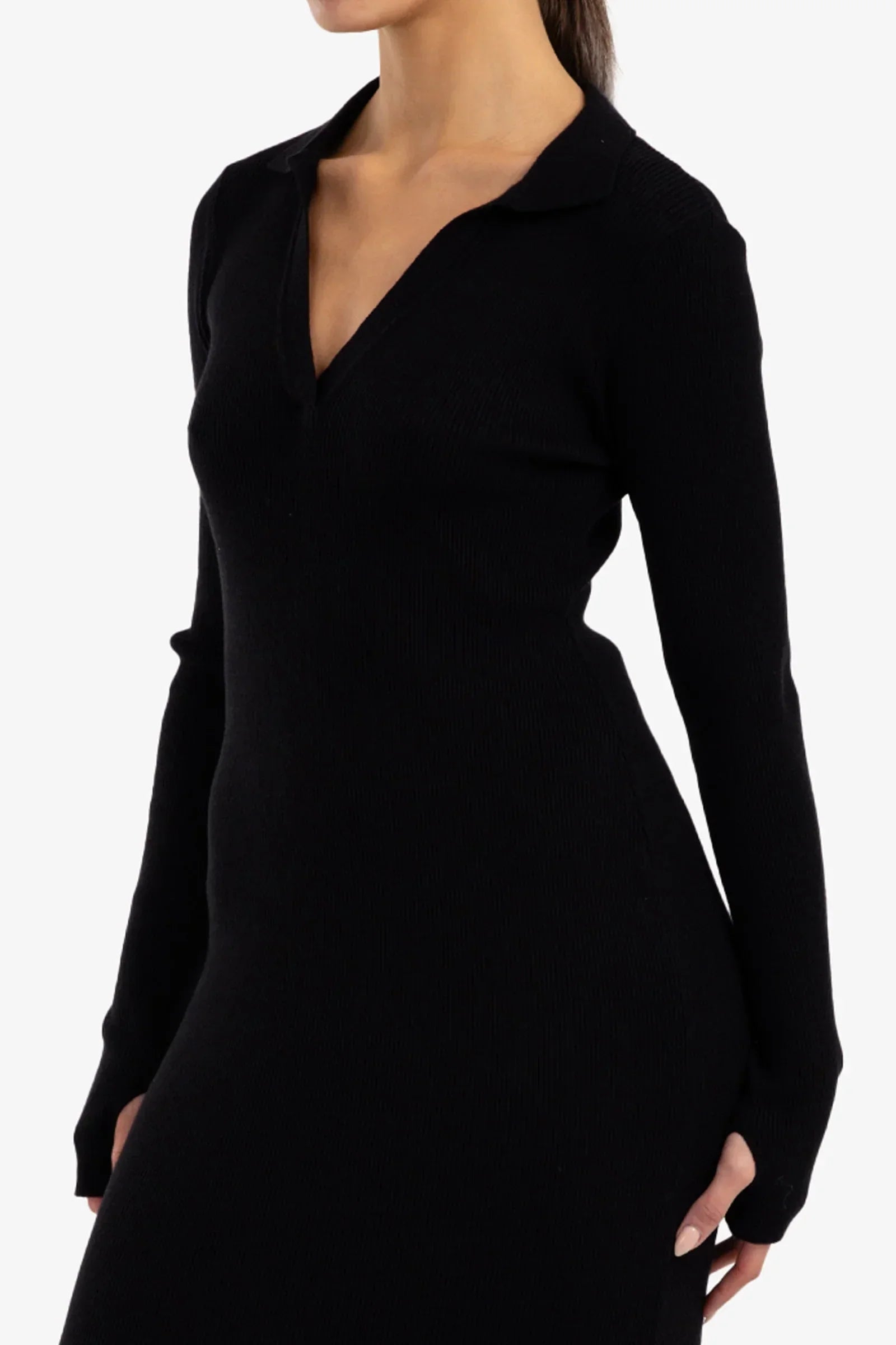 Clue - V-Neck Ribbed Dress 7