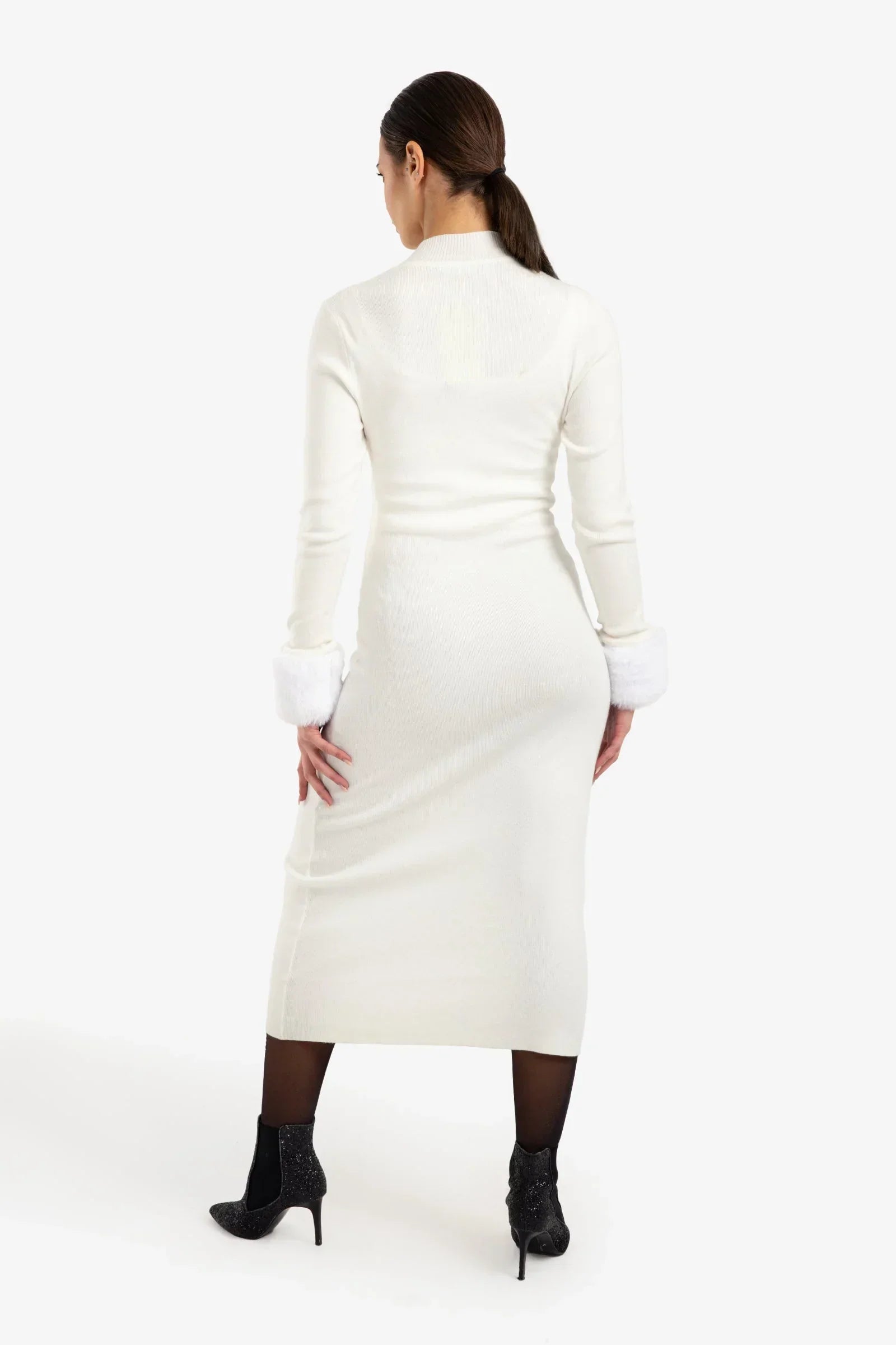 Clue - Fur Cuff Midi Dress 3