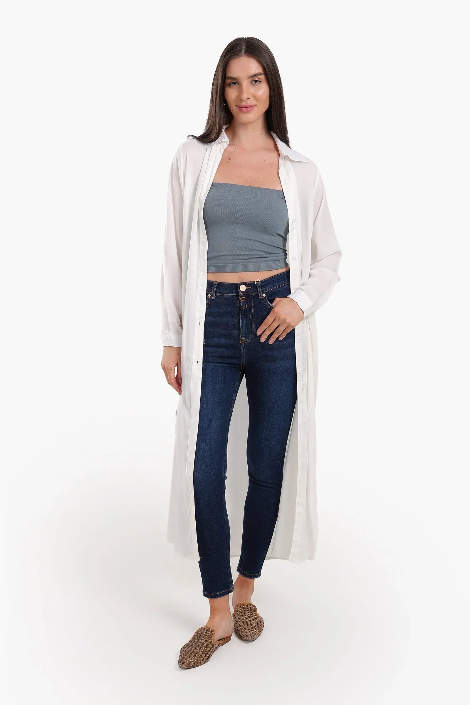 Clue - V-Collared Neck Shirt Dress 4