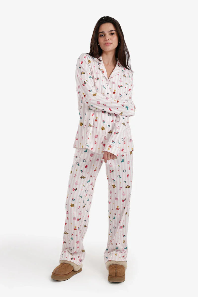 Carina - Festive Striped Pyjama Set 1