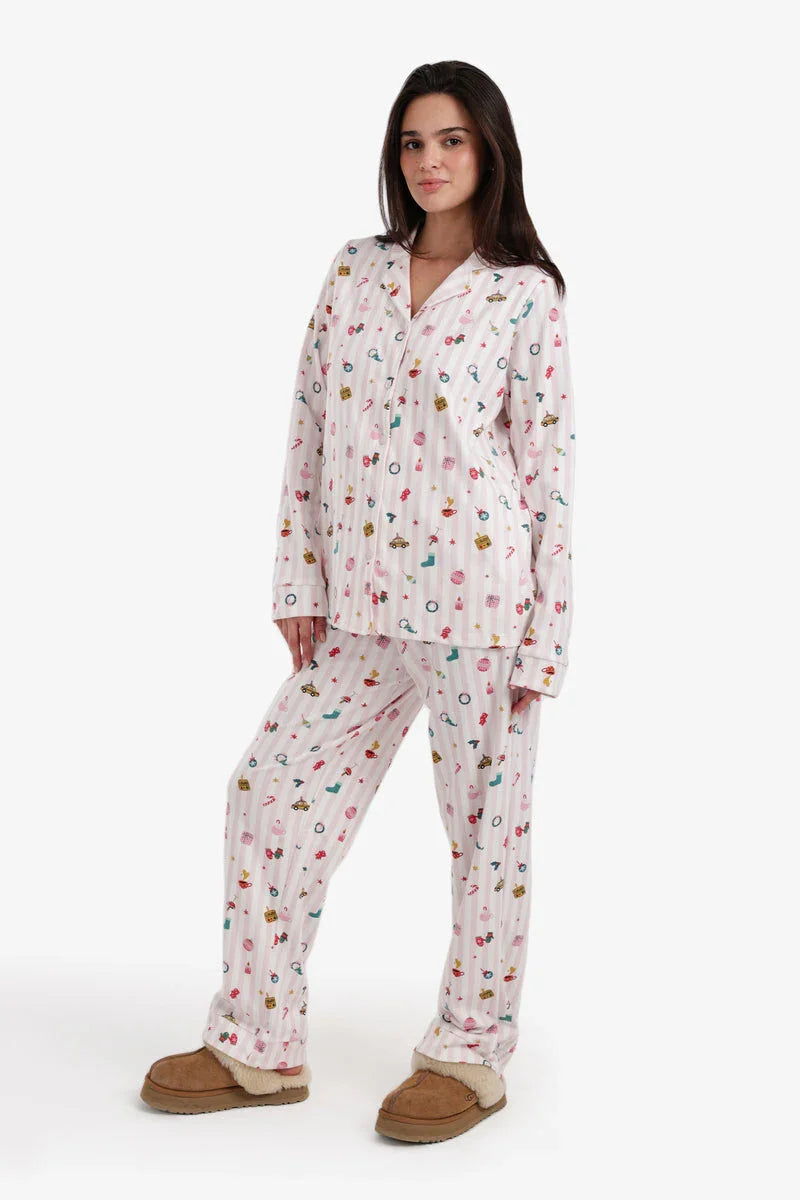 Carina - Festive Striped Pyjama Set 2