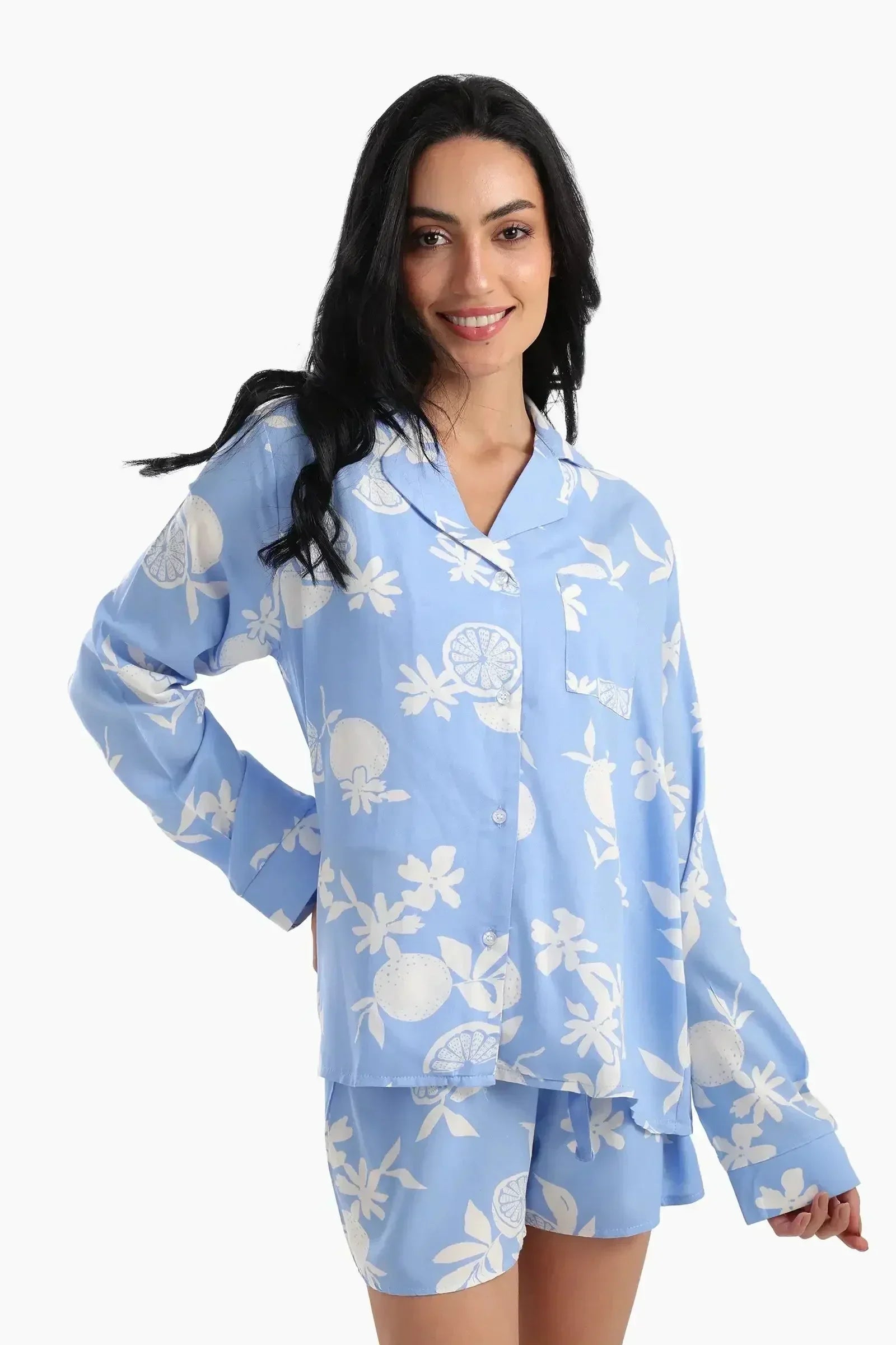 Carina - Blue Viscose Pyjama Shorts 3