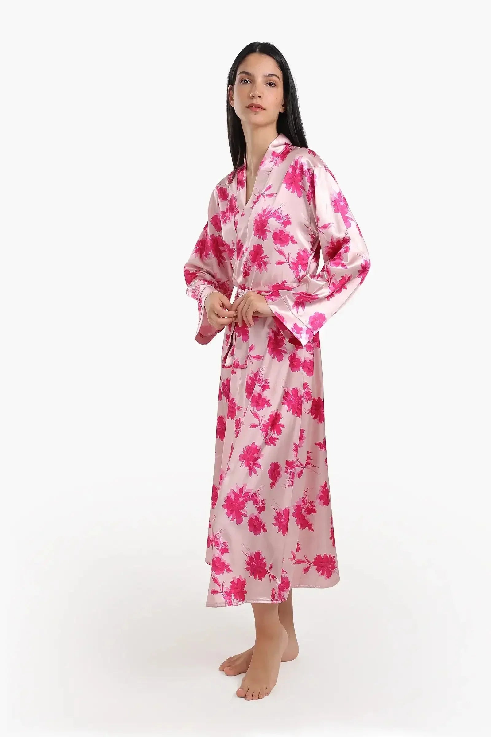 Carina - Floral Satin Robe 4