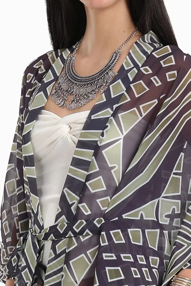 Carina - Geometrical Pattern Chiffon kimono 4