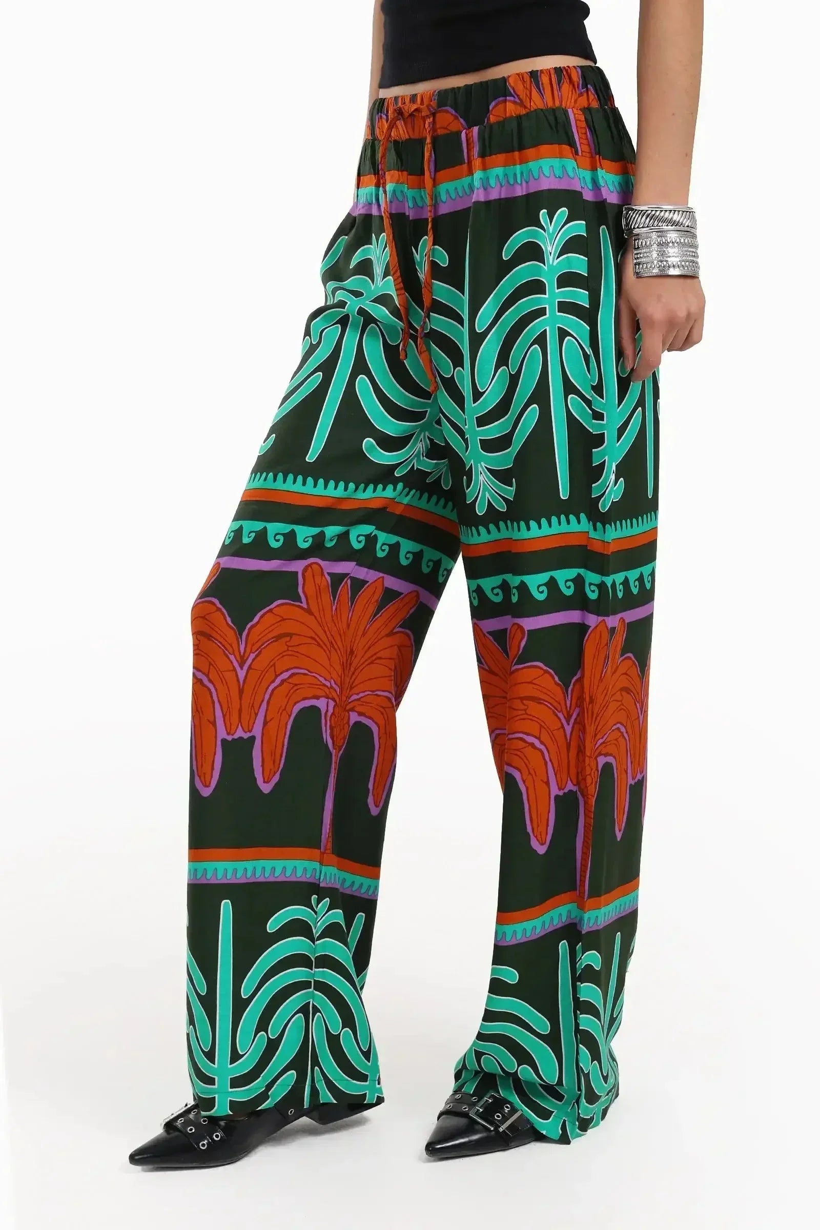 Carina - Colored Palm Print Pants 2