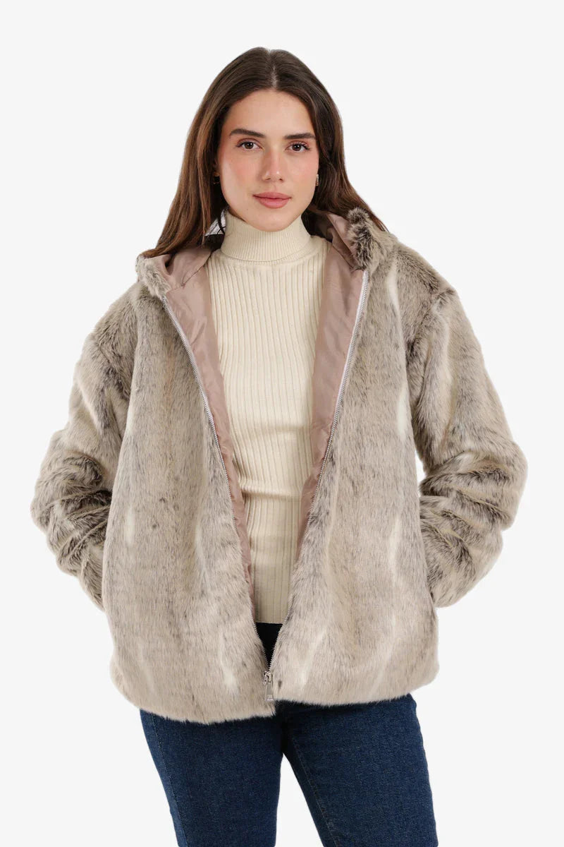 Carina - Hooded Fur Jacket 1