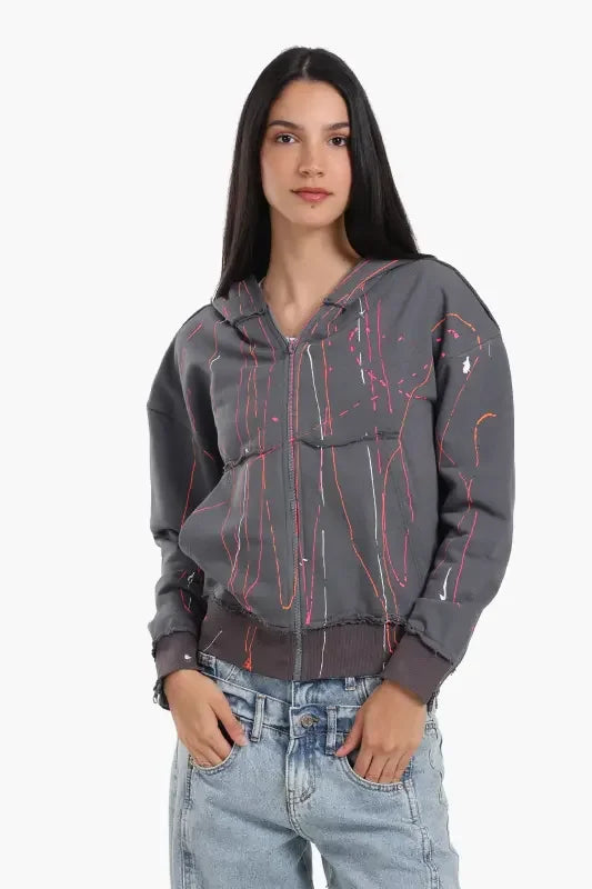 Carina - Lounge Jacket with Abstract Streaks 4