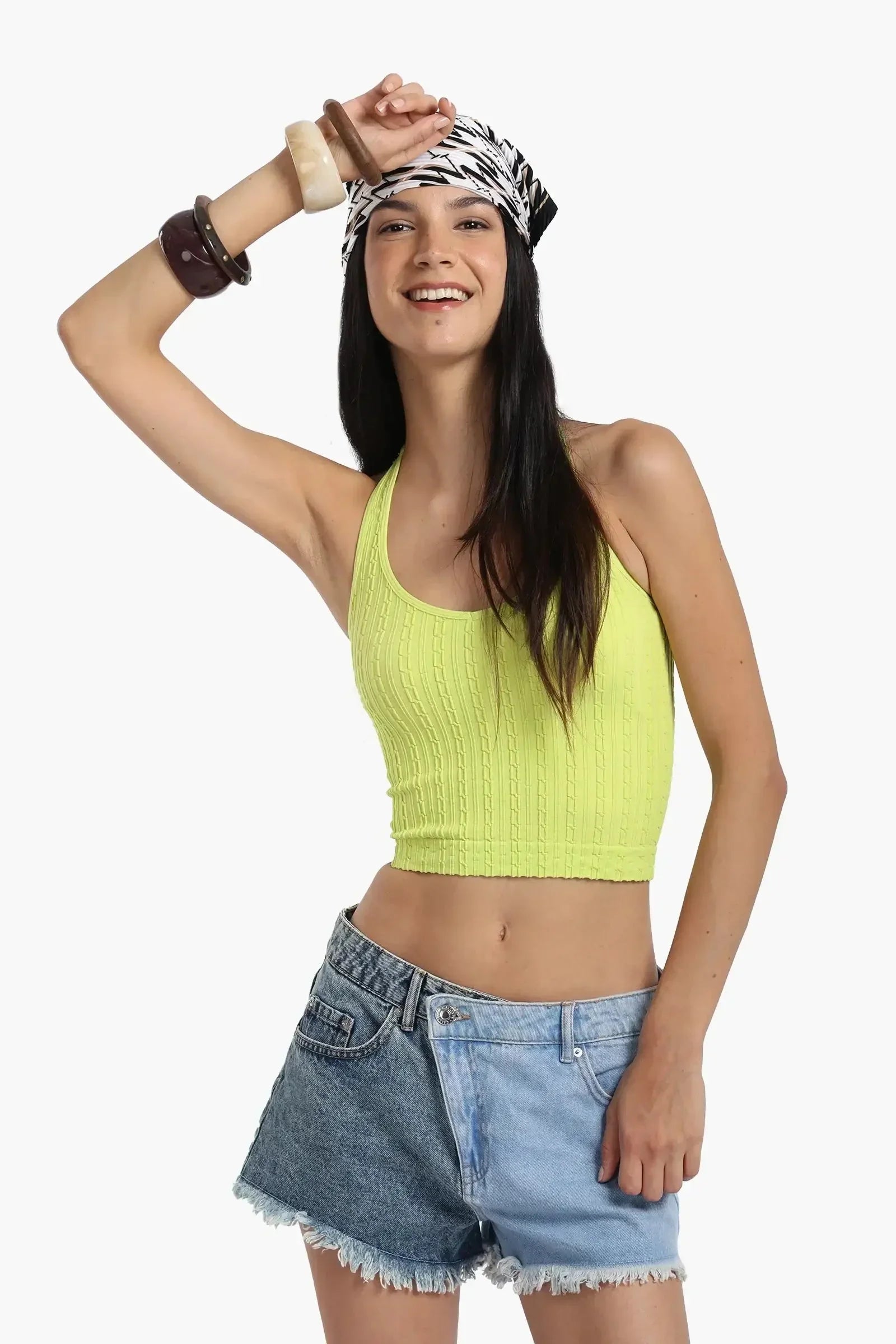 Halter Neck Ribbed Crop Top - Carina 5