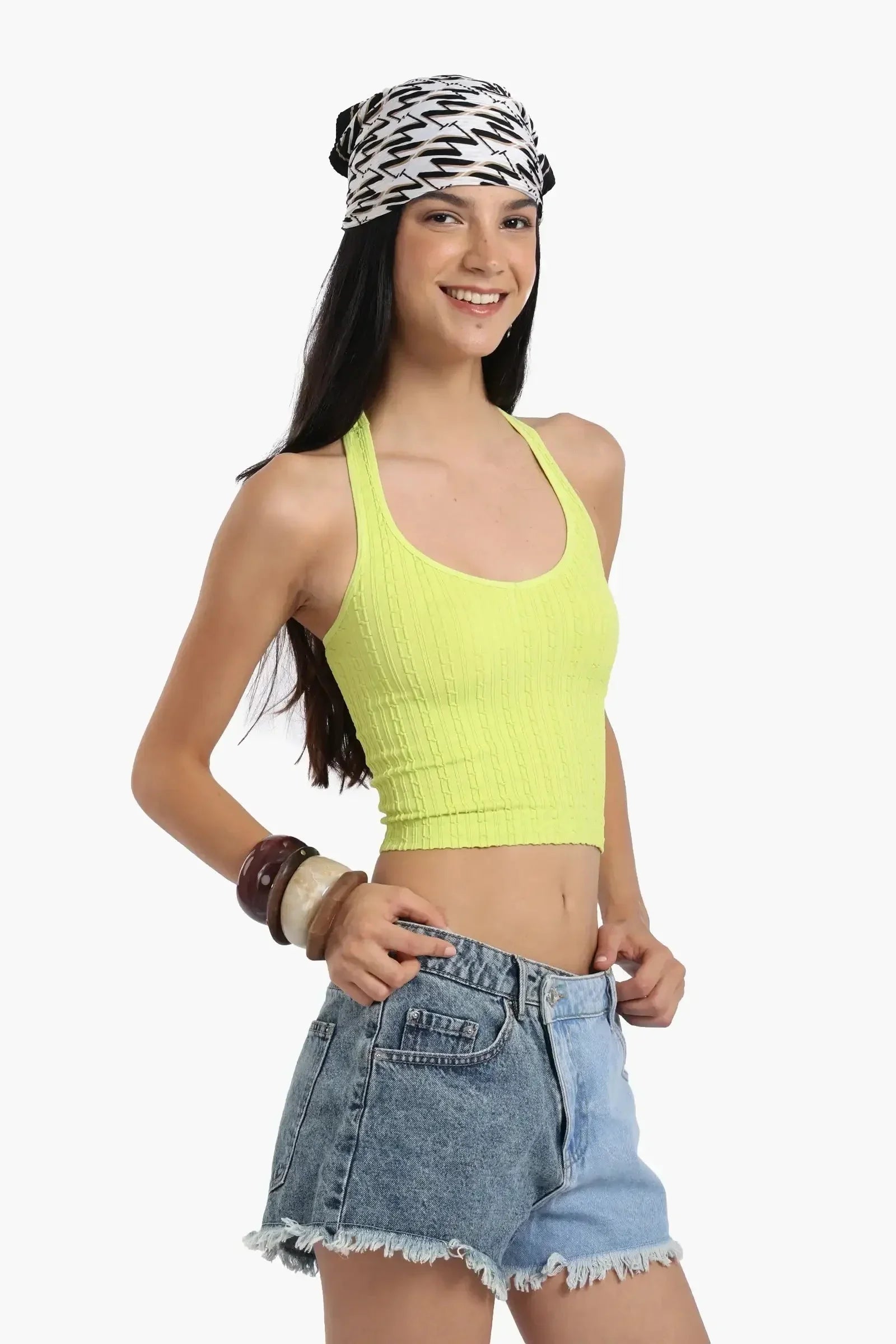 Halter Neck Ribbed Crop Top - Carina 3
