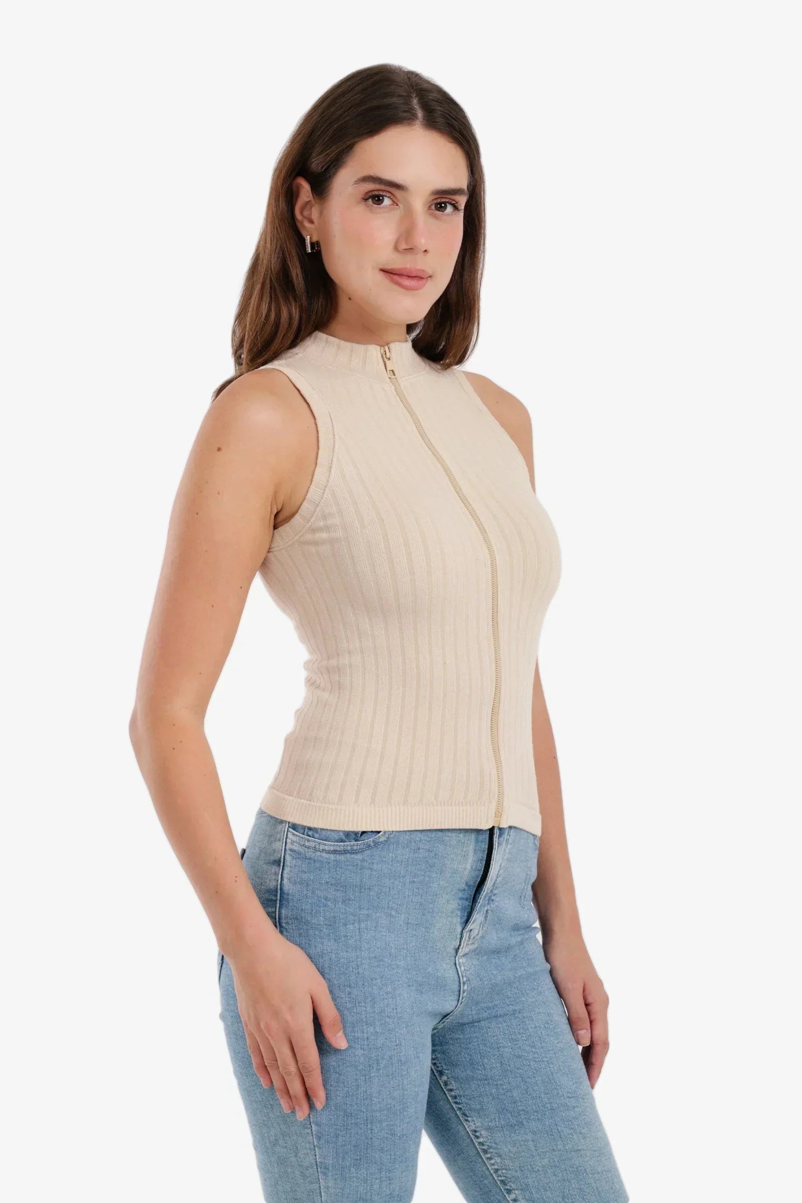 Carina - Ribbed Zip-Up Top 1
