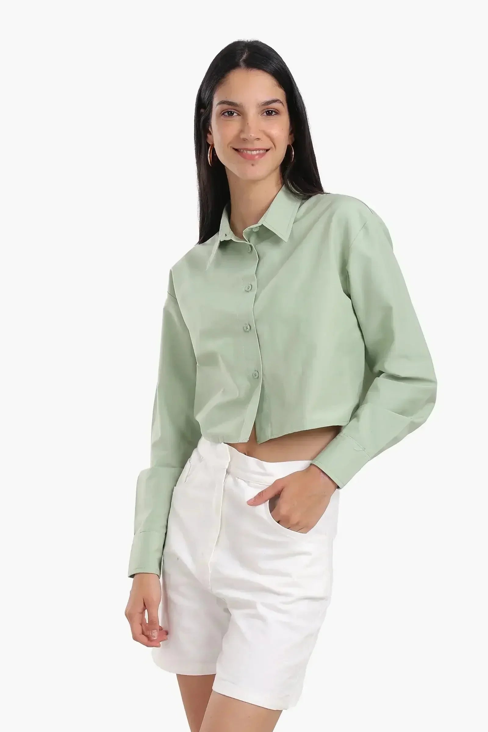 Carina - Dropped Shoulder Cropped Shirt 1