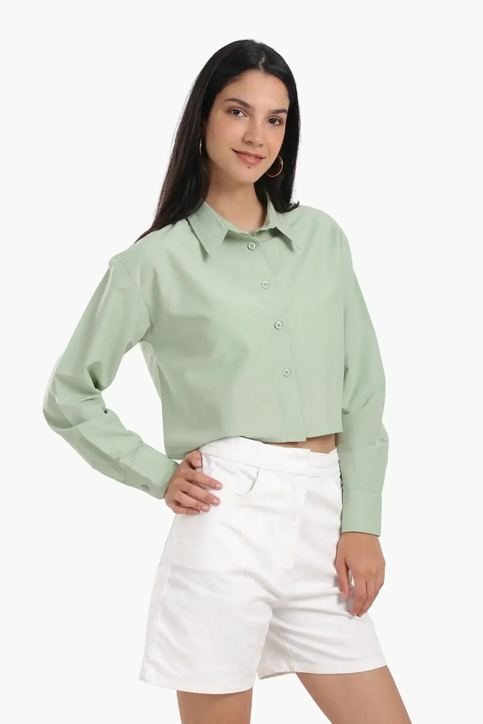 Carina - Dropped Shoulder Cropped Shirt 2