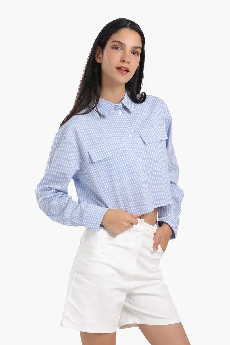 Carina - Poplin Striped Cropped Shirt 3