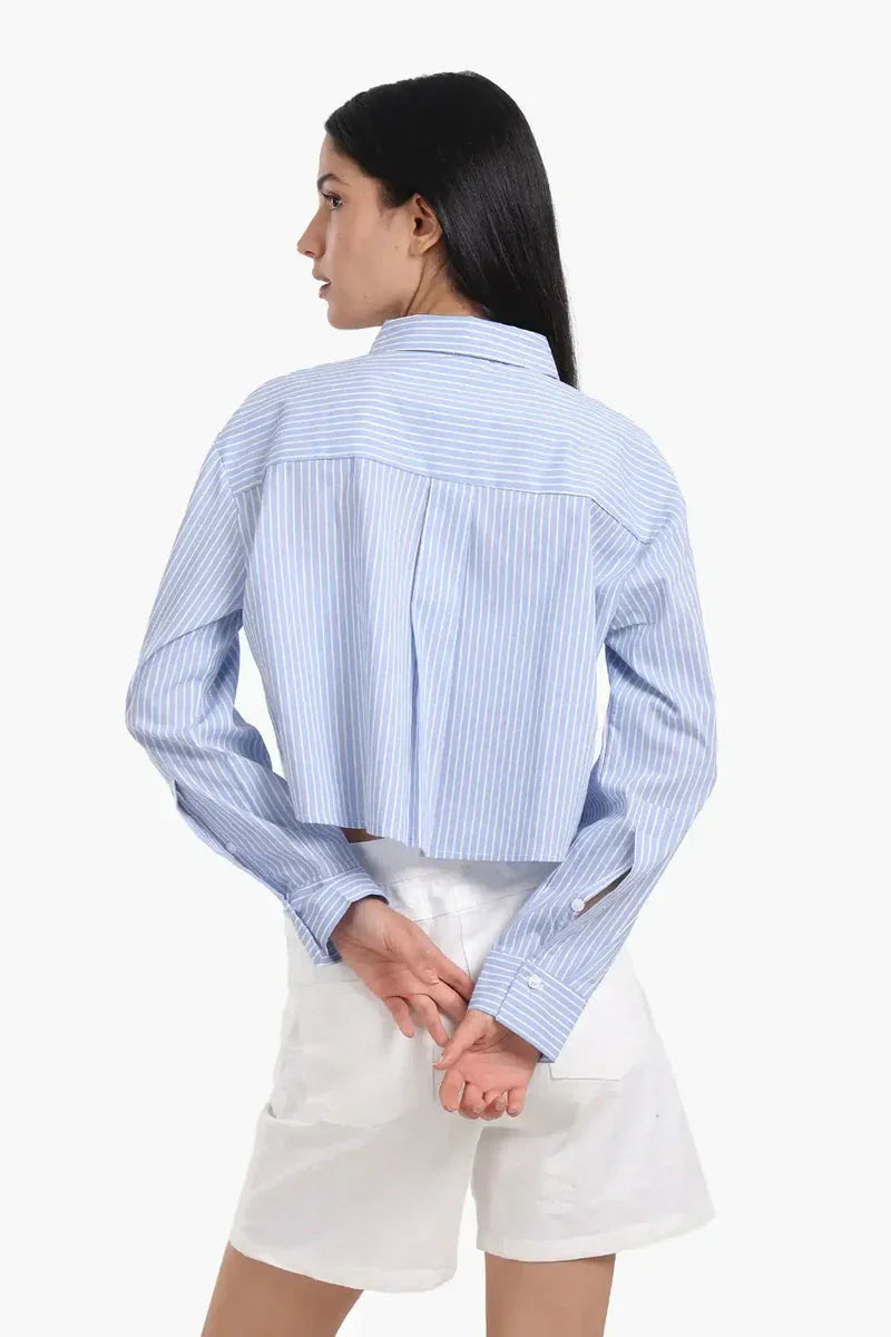 Carina - Poplin Striped Cropped Shirt 5