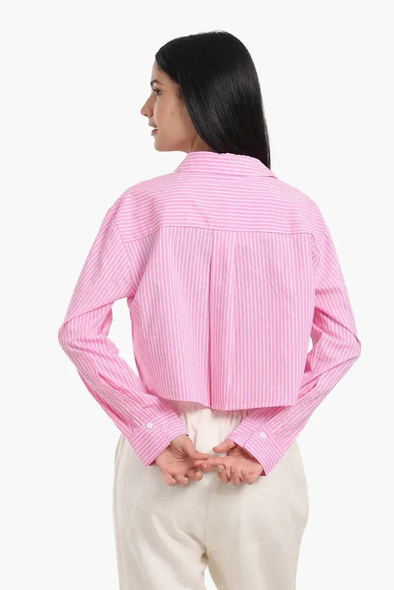 Carina - Poplin Striped Cropped Shirt 6